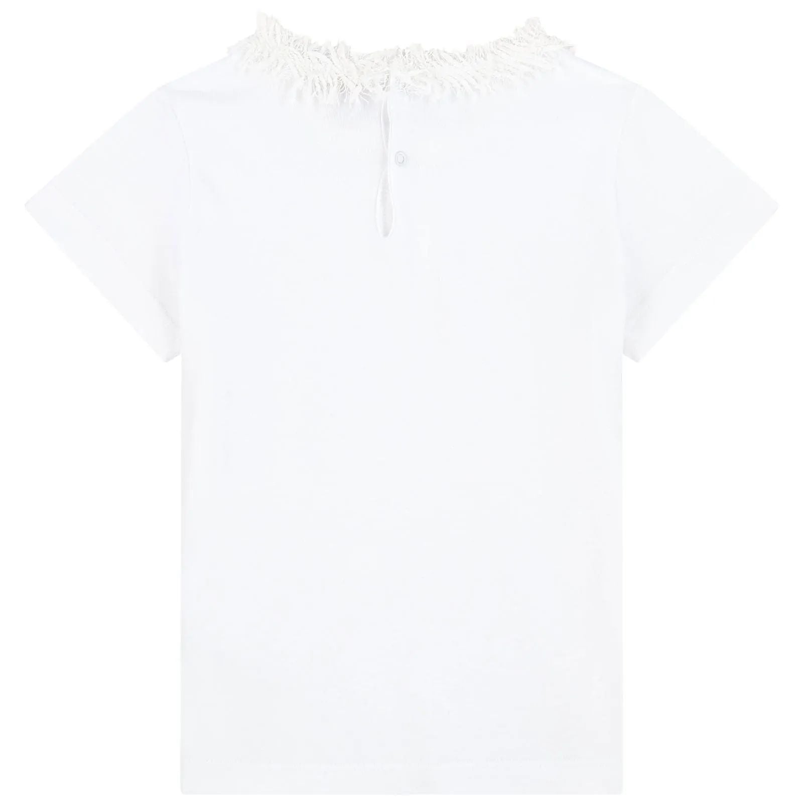 Girls White Cotton T-shirt