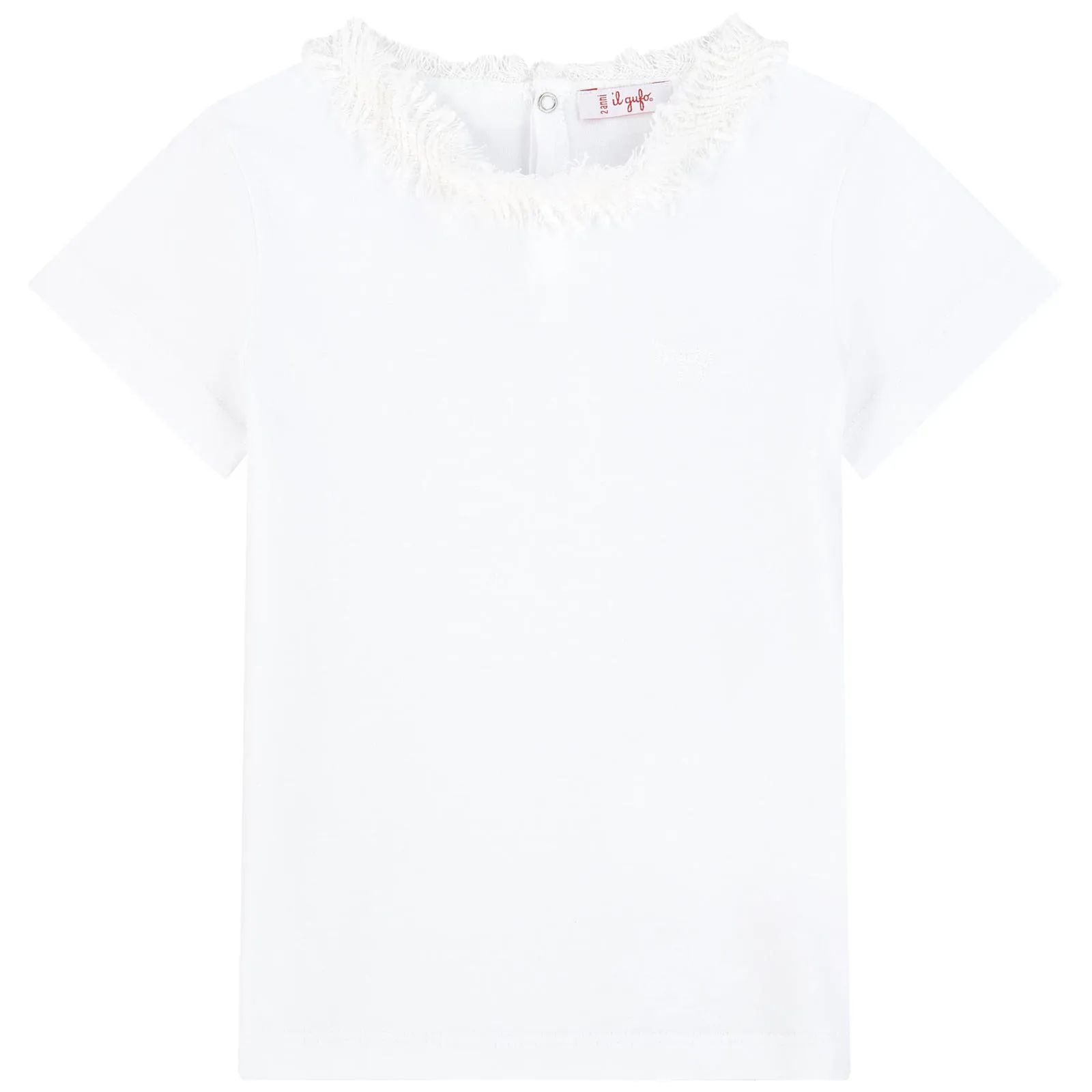 Girls White Cotton T-shirt