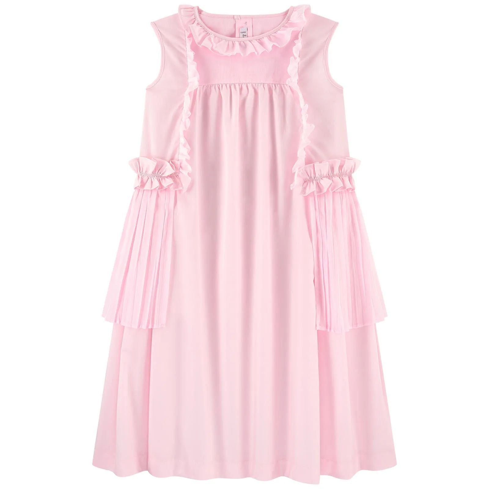 Girls Pink Ruffle Cotton Dress