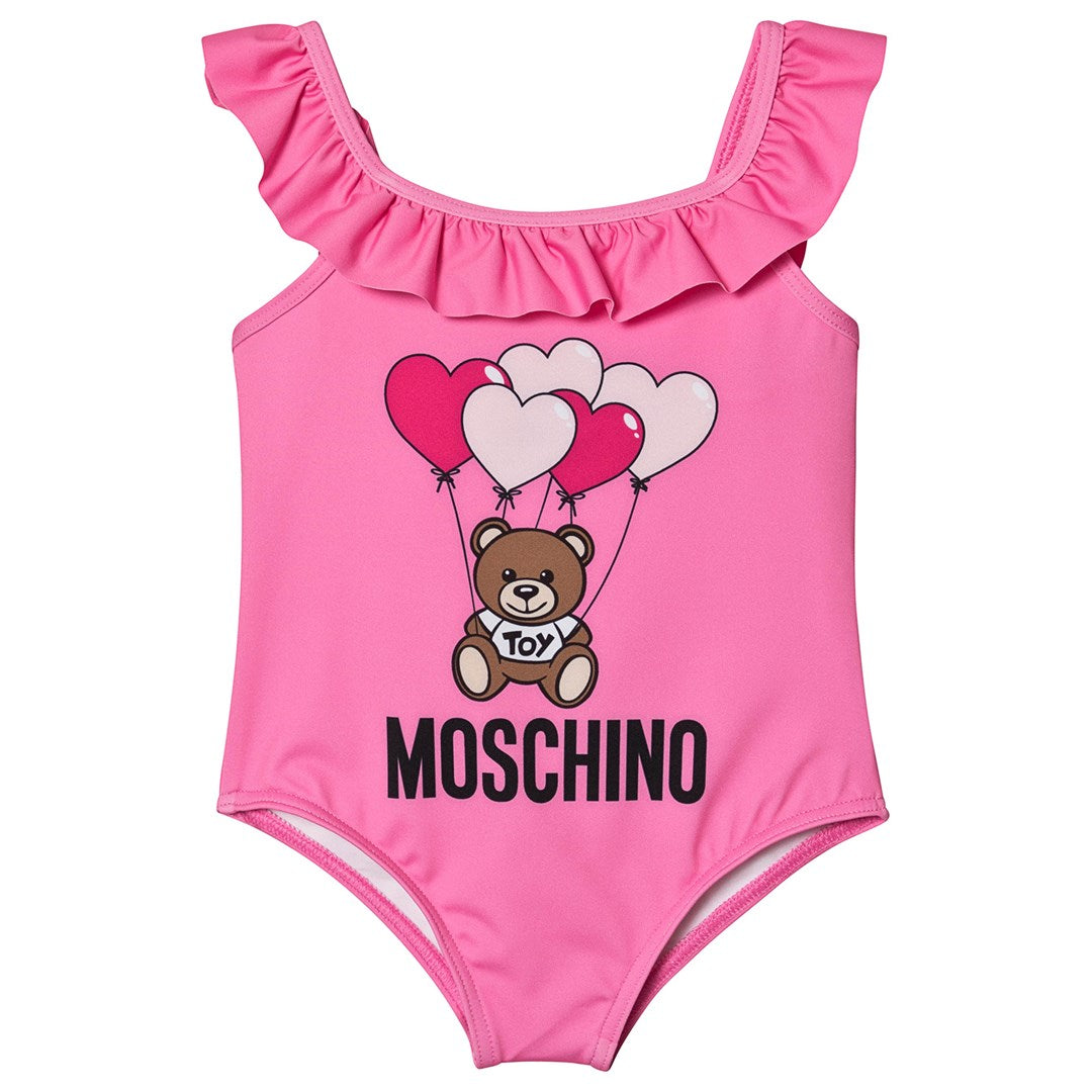 Baby Girls Dark Pink Logo Swimsuit