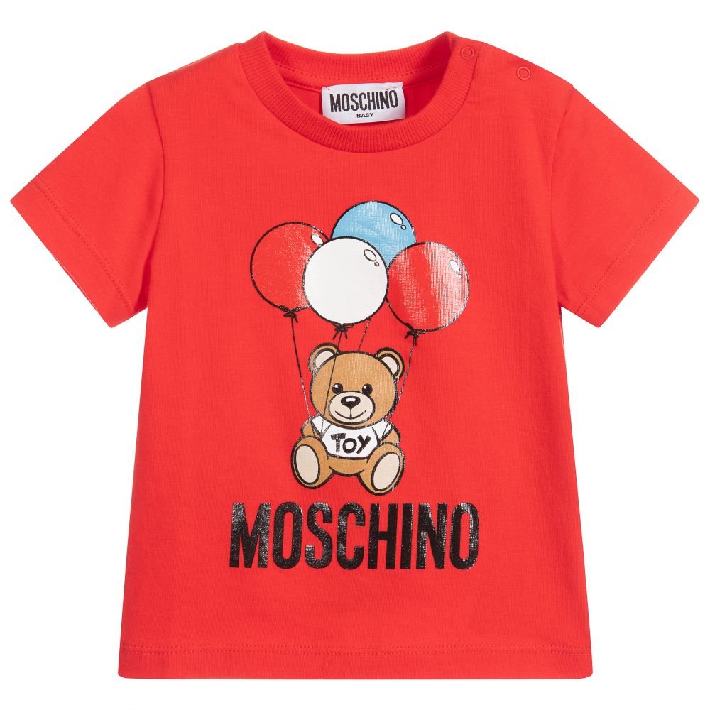 Baby Boys & Girls Red Cotton T-shirt