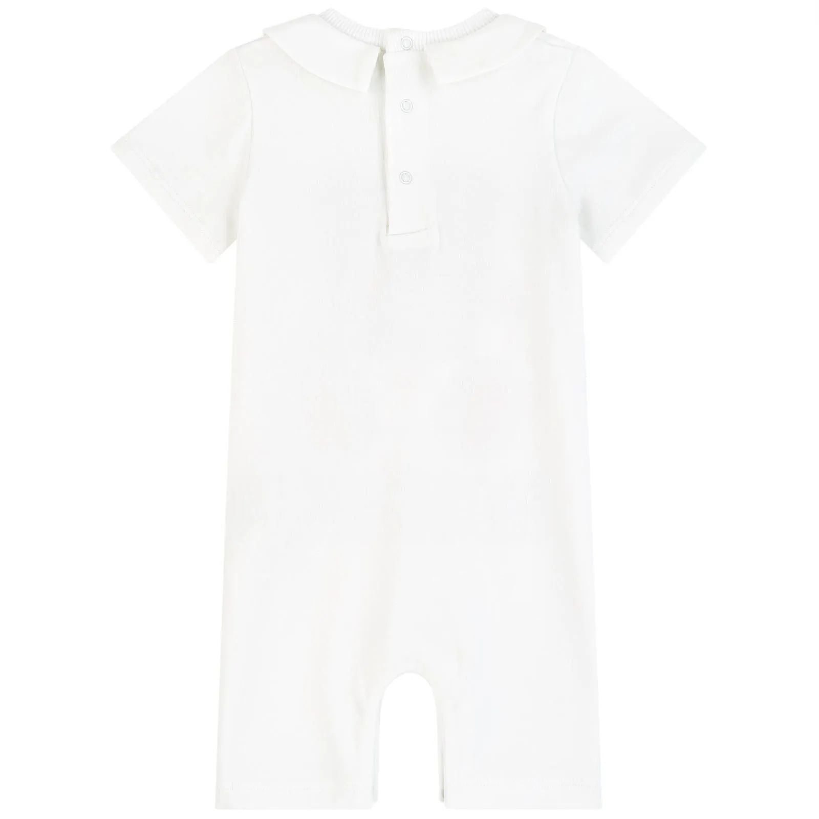 Baby Boys & Girls White Logo Cotton Babysuit
