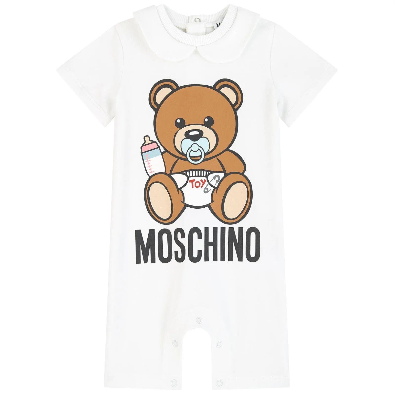 Baby Boys & Girls White Logo Cotton Babysuit