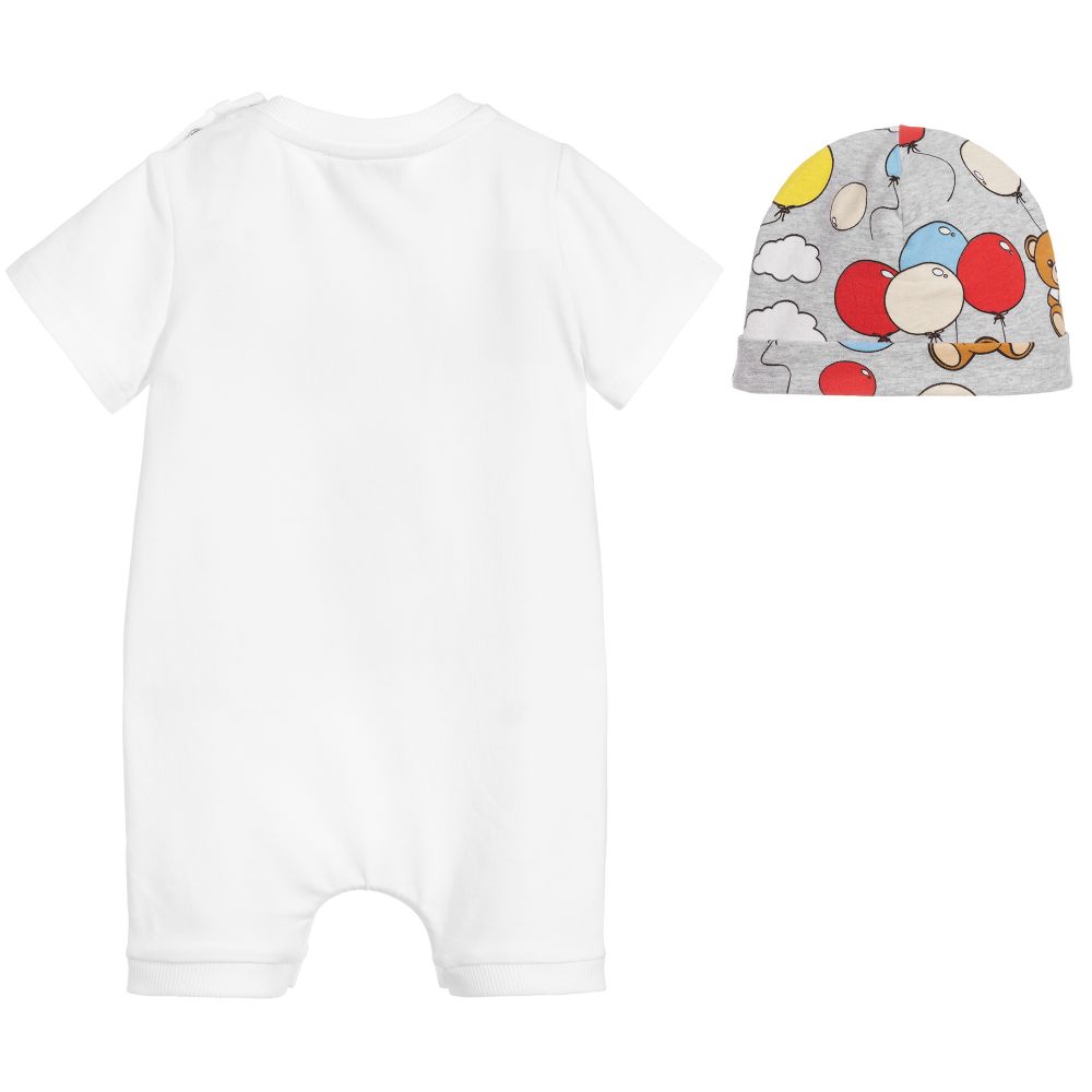 Baby Boys White Cotton Babysuit Set