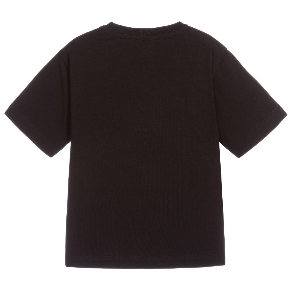 Boys & Girls Black Logo Cotton T-shirt