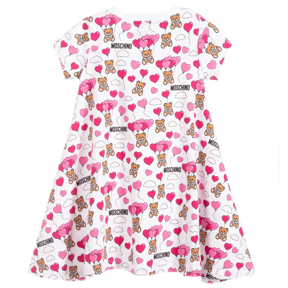 Girls White Balloon Cotton Dress