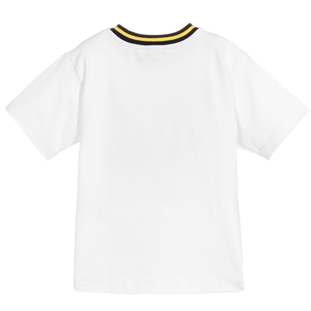 Boys White Logo Cotton T-shirt