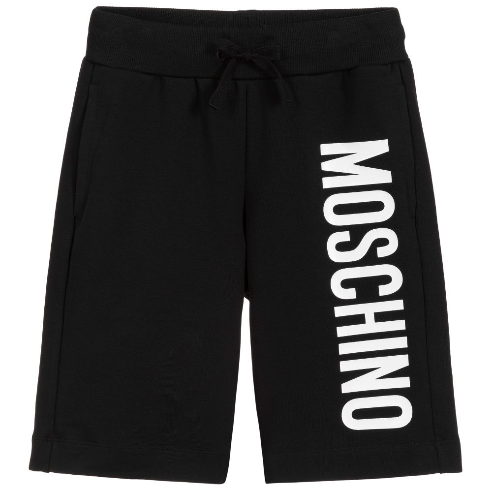 Boys Black Logo Cotton Shorts