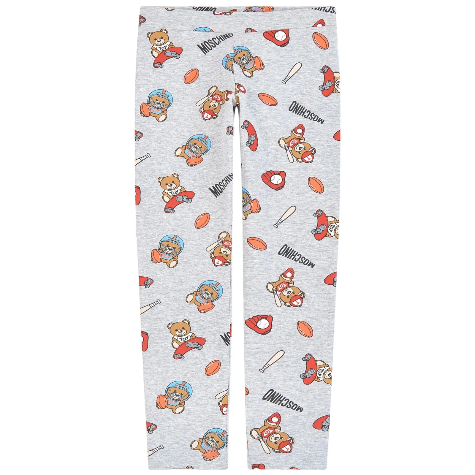 Girls Grey Pattern Cotton Leggings