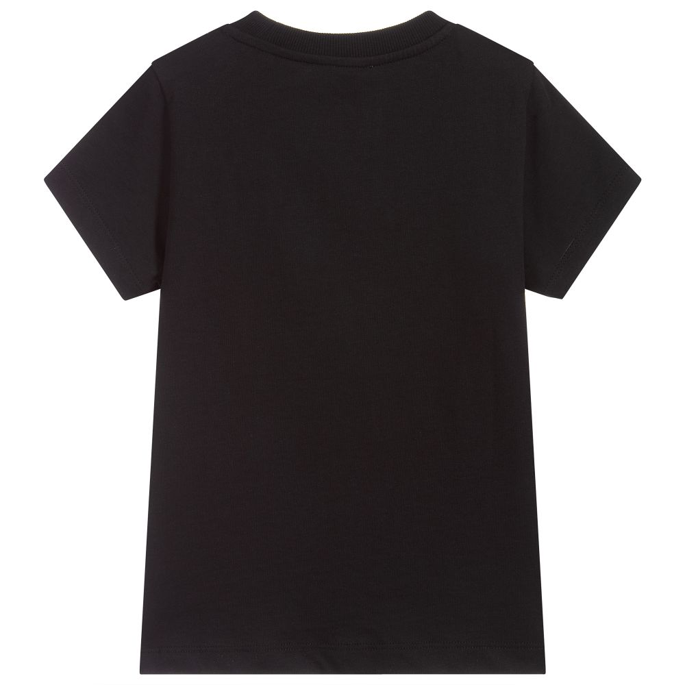 Boys & Girls Black Logo Cotton T-shirt