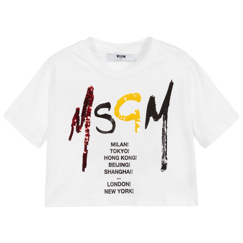 Girls White Logo Cotton T-shirt