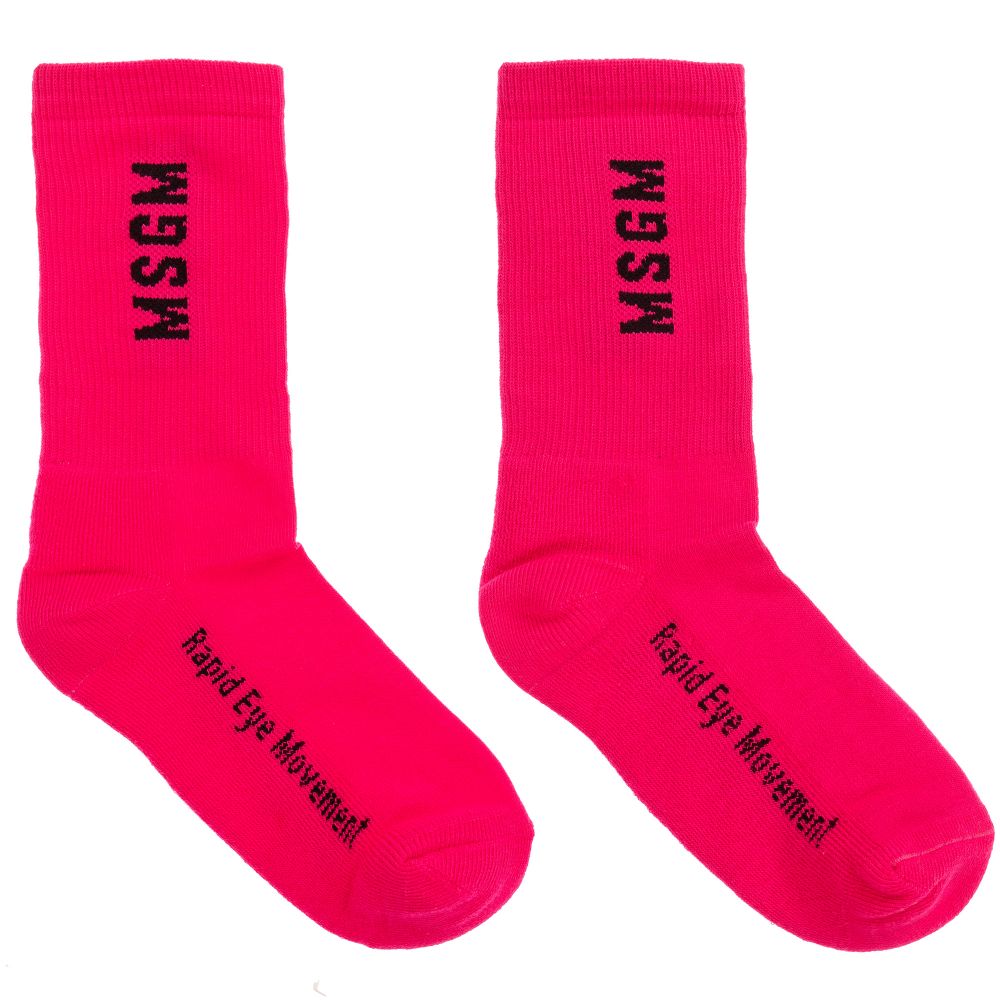 Boys & Girls Fuchsia Logo Cotton Socks