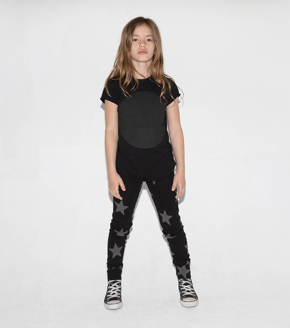 Boys & Girls Black Star Cotton Leggings