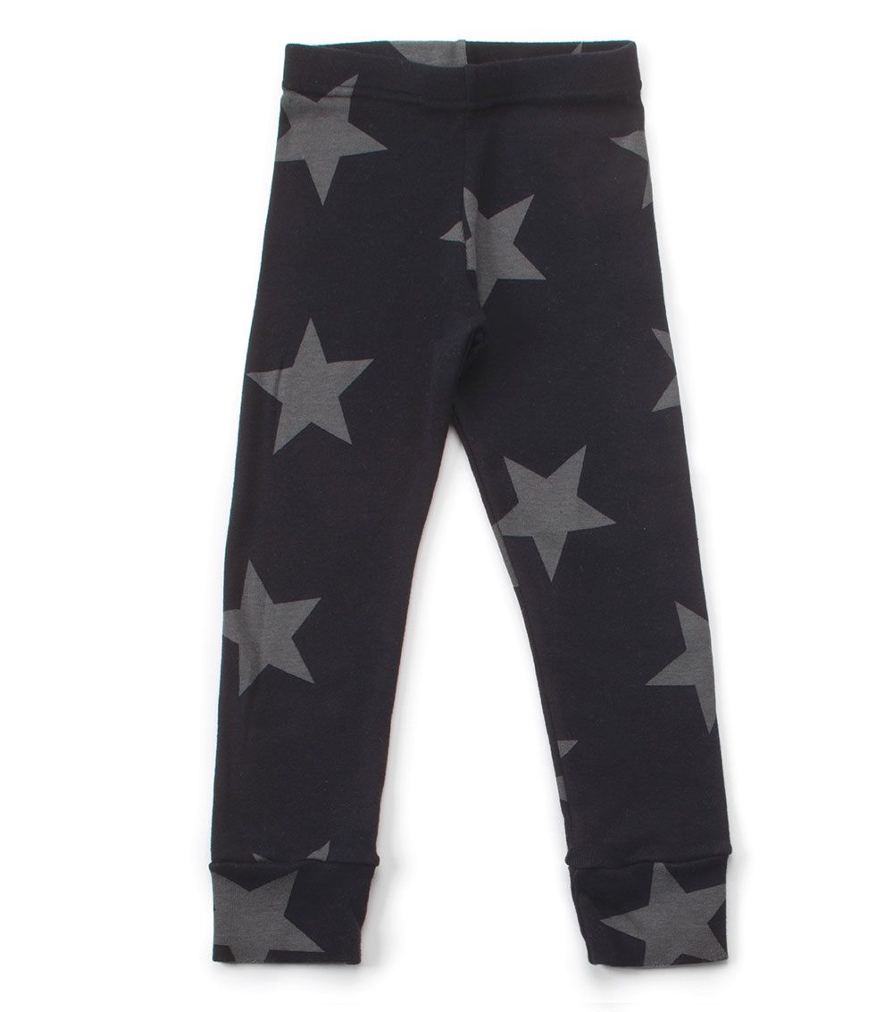 Boys & Girls Black Star Cotton Leggings