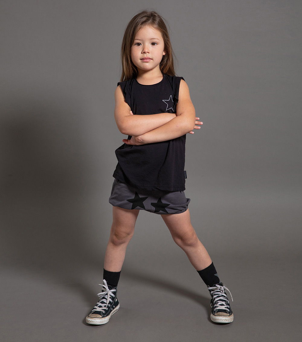 Girls Black Cotton T-shirt