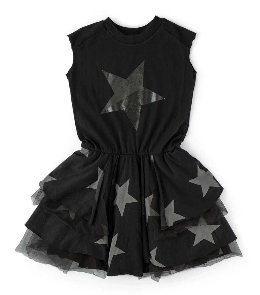 Girls Black Star Tulle Dress