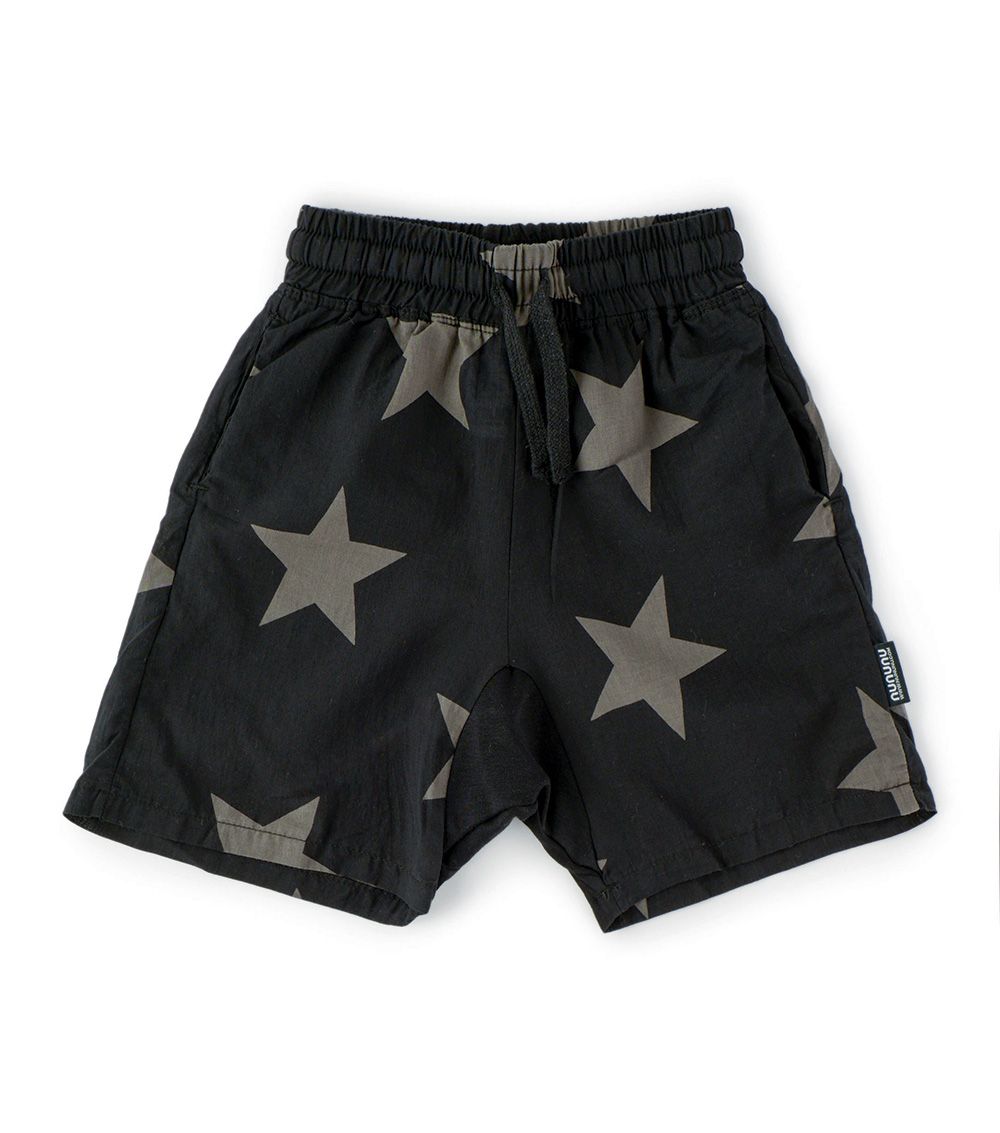 Boys & Girls Black Star Cotton Shorts