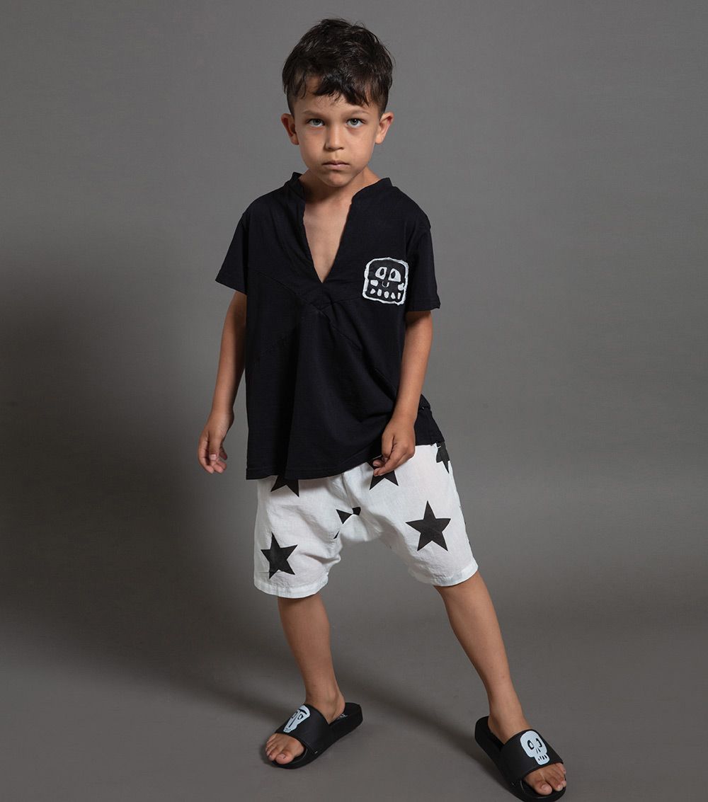 Boys & Girls White Star Cotton Shorts