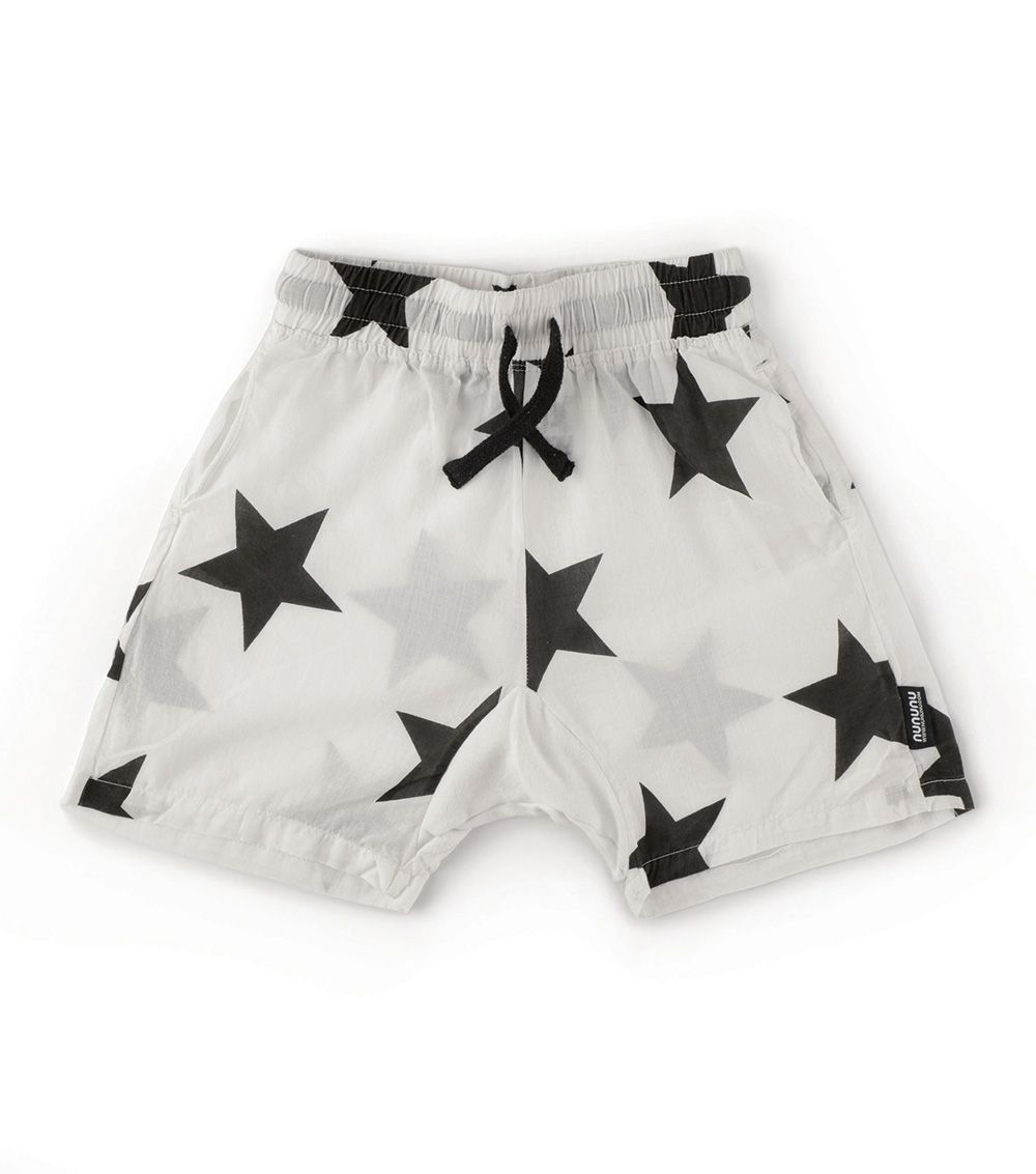 Boys & Girls White Star Cotton Shorts