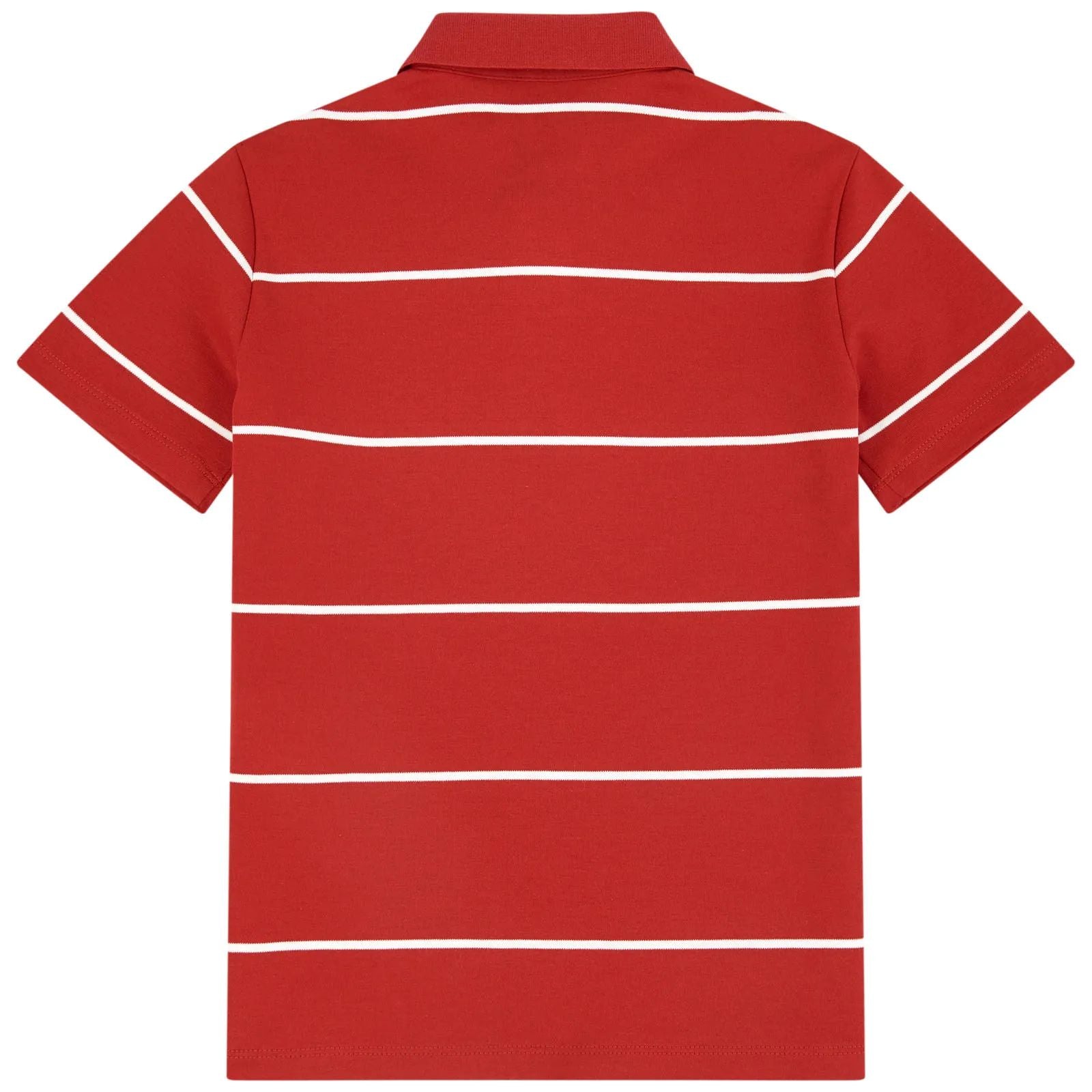 Boys Red Striped Cotton Polo Shirt