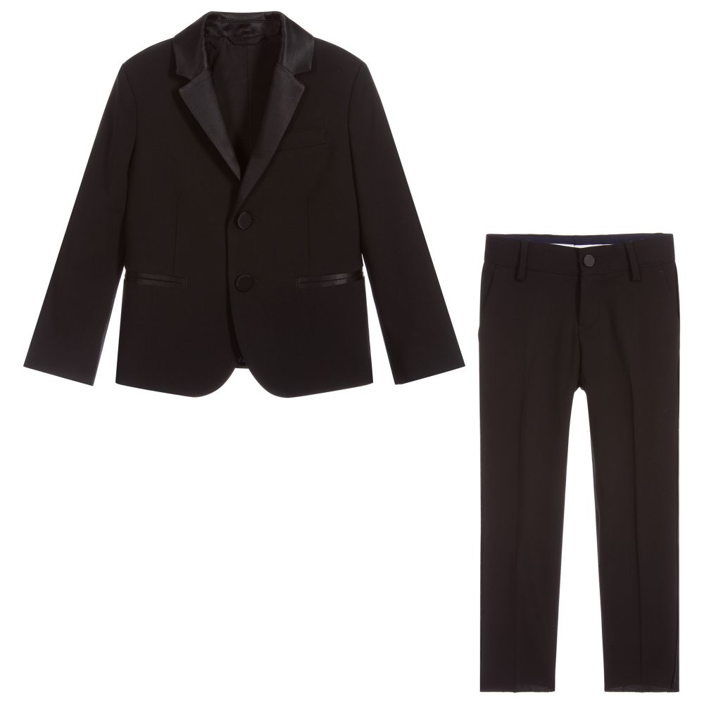 Boys Black Wool Tuxedo Suit
