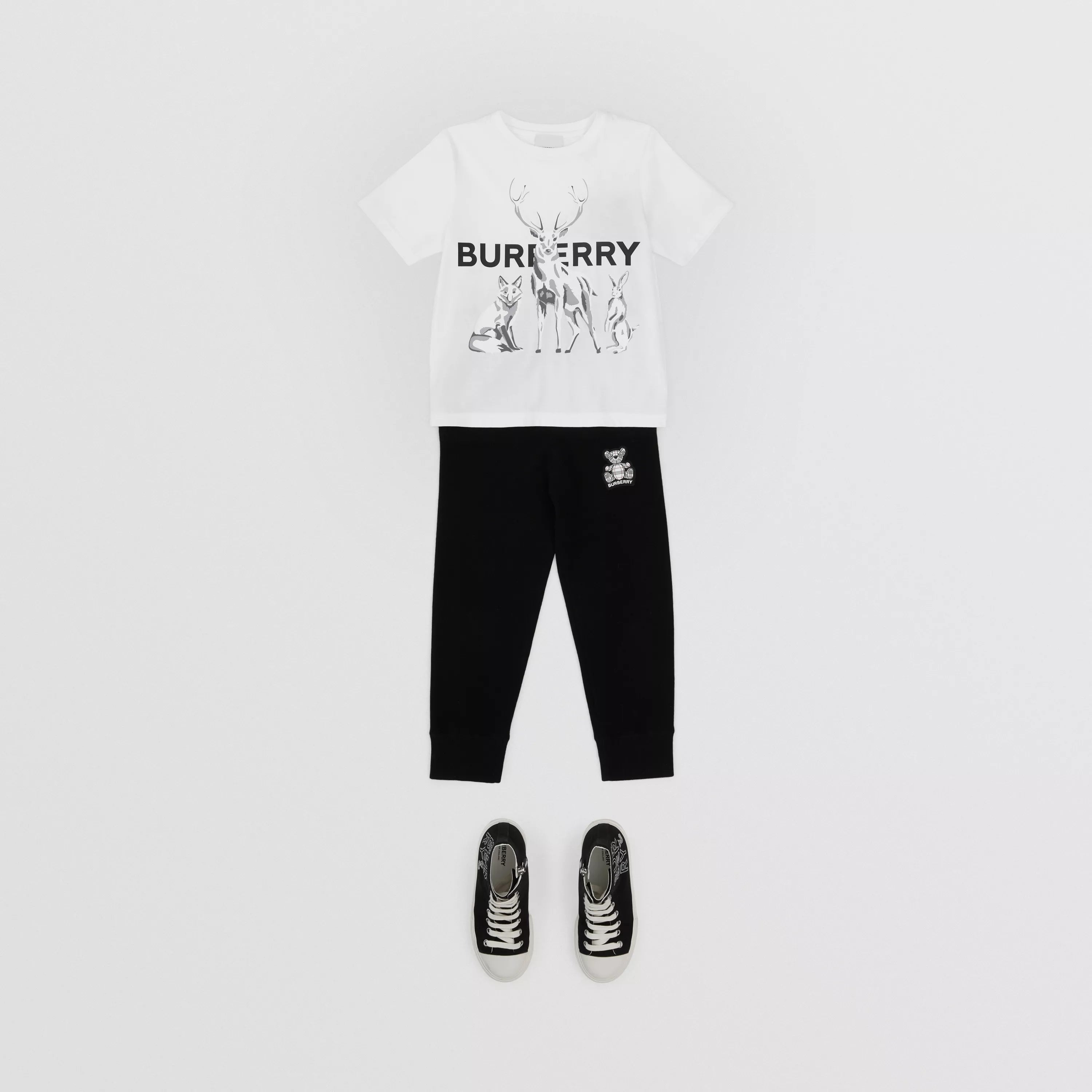 Boys & Girls White Printed Cotton T-Shirt