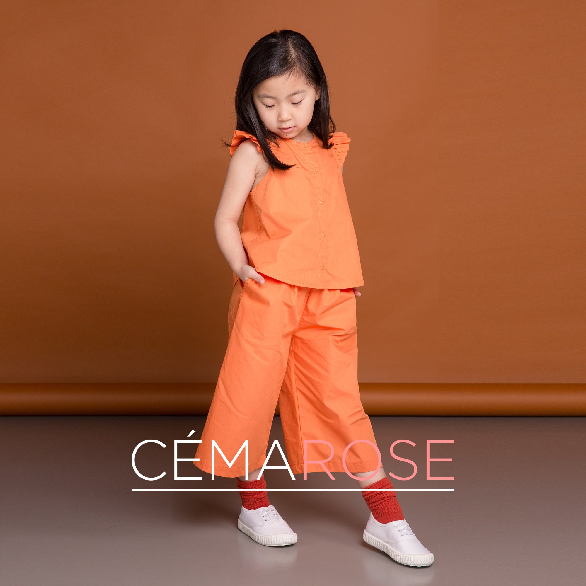 Girls Brick Cotton Solid Tank Blouse