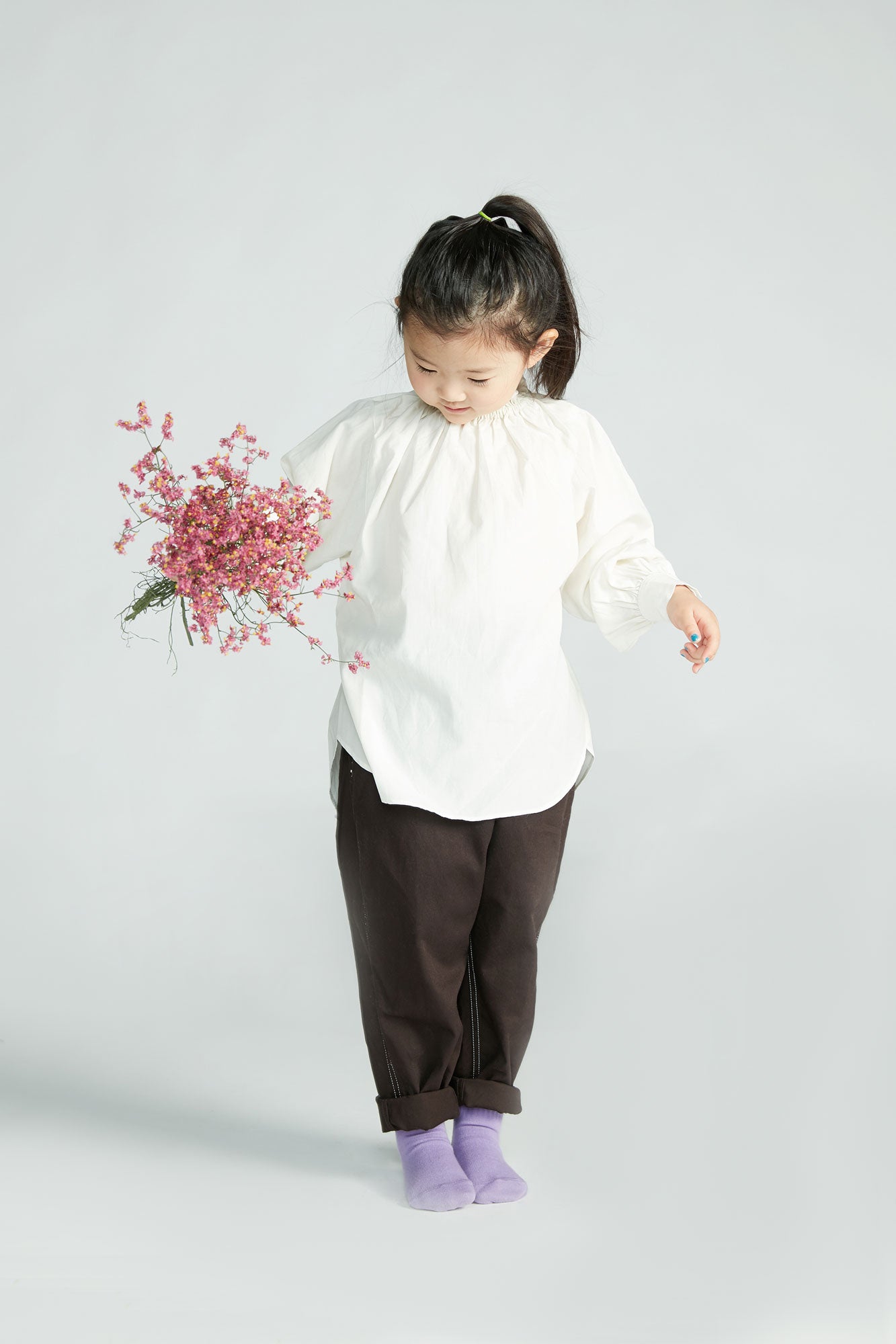 Girls White Reversible Frill Shirt
