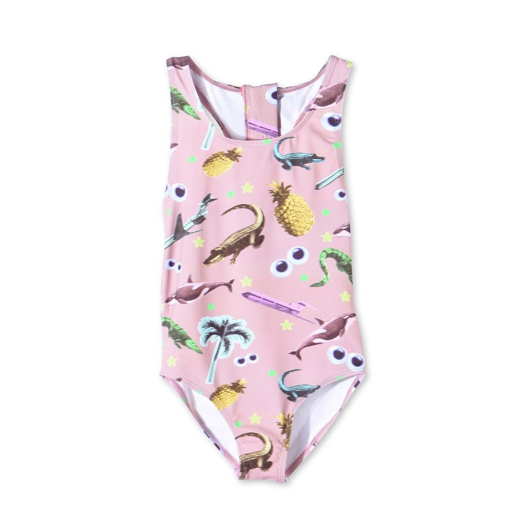 Girls Pink 'Imogen' Swimsuit - CÉMAROSE | Children's Fashion Store - 1