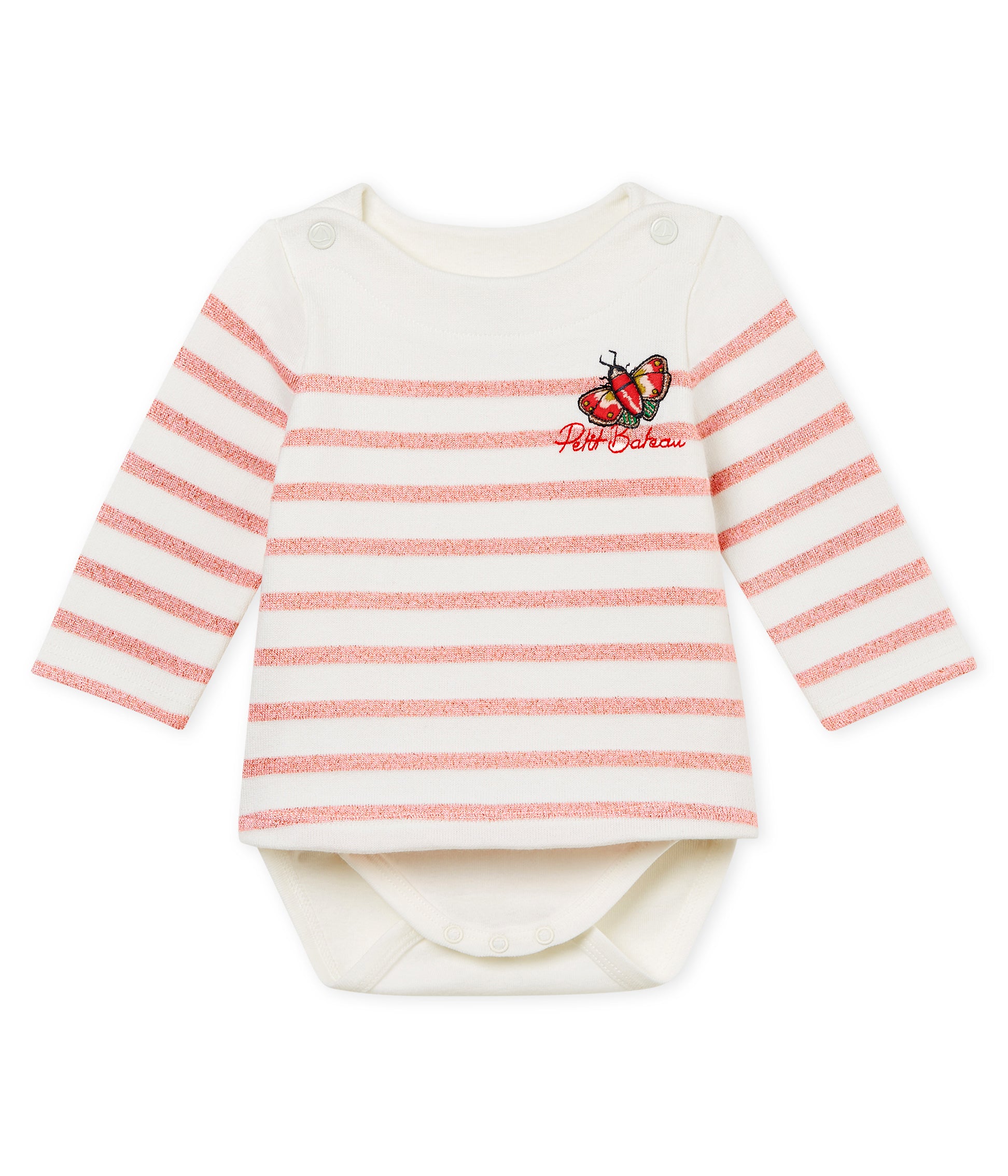 Baby Girls Pink & White Cotton Babysuits