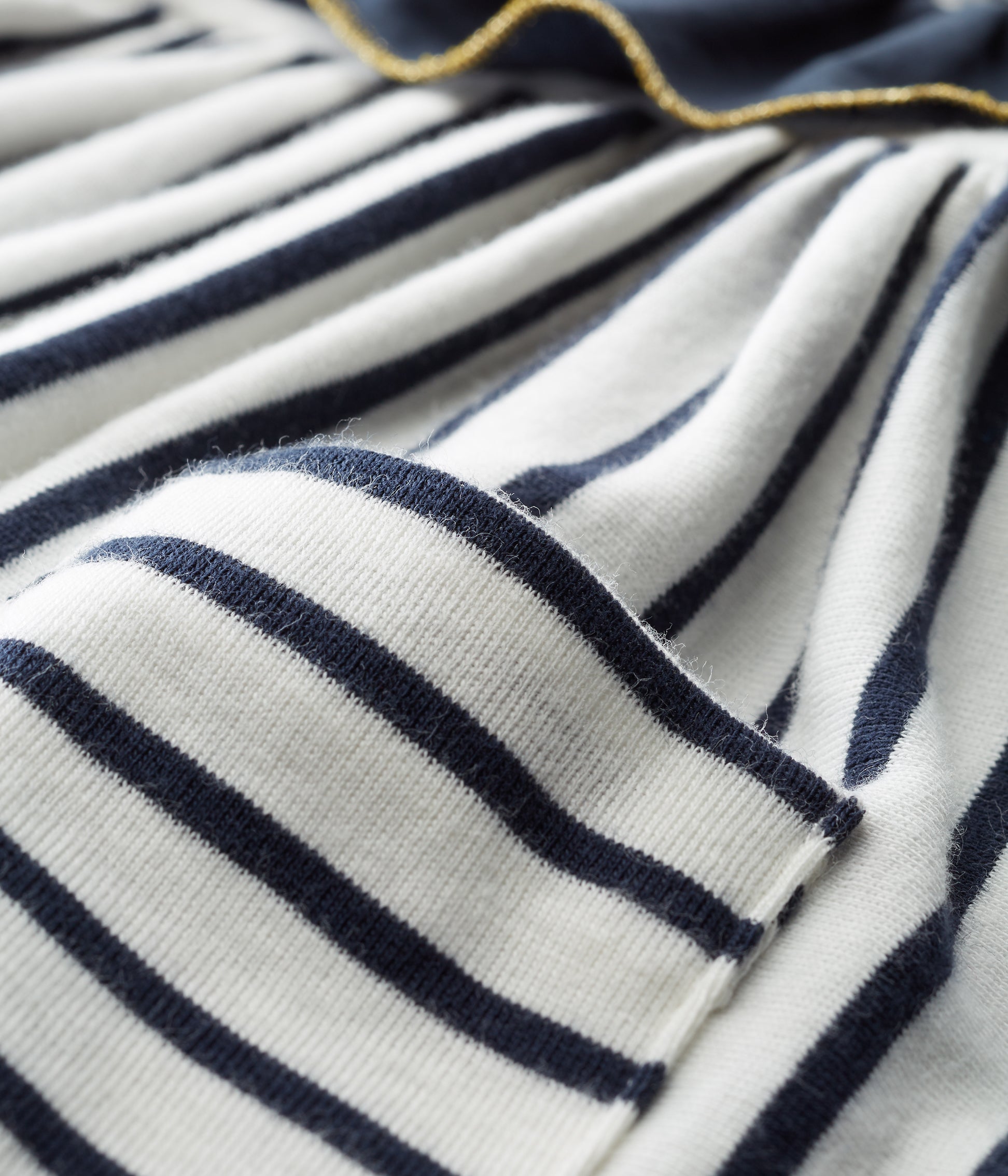 Baby Girls White & Navy Striped Dress
