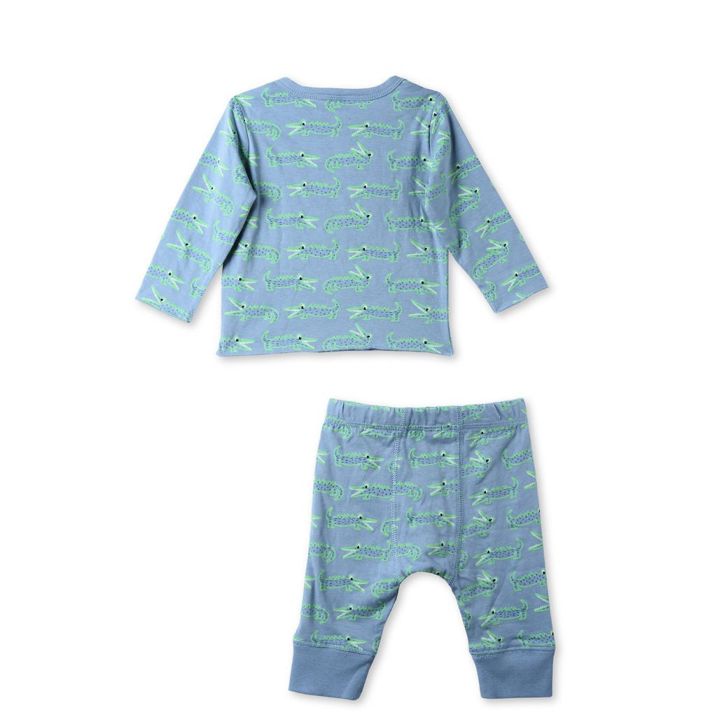 Baby Blue Croco Print Macy Top and Bottoms