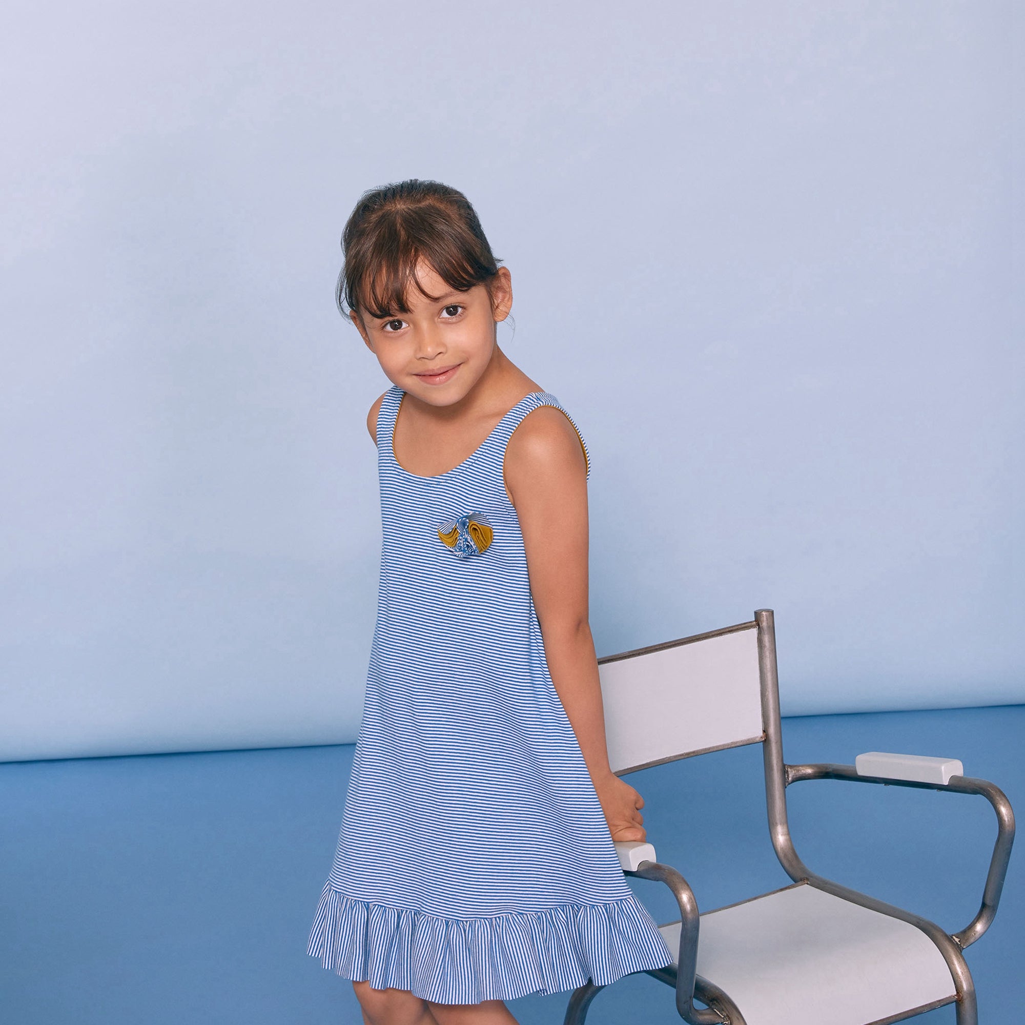 Girls Blue Stripes Dress