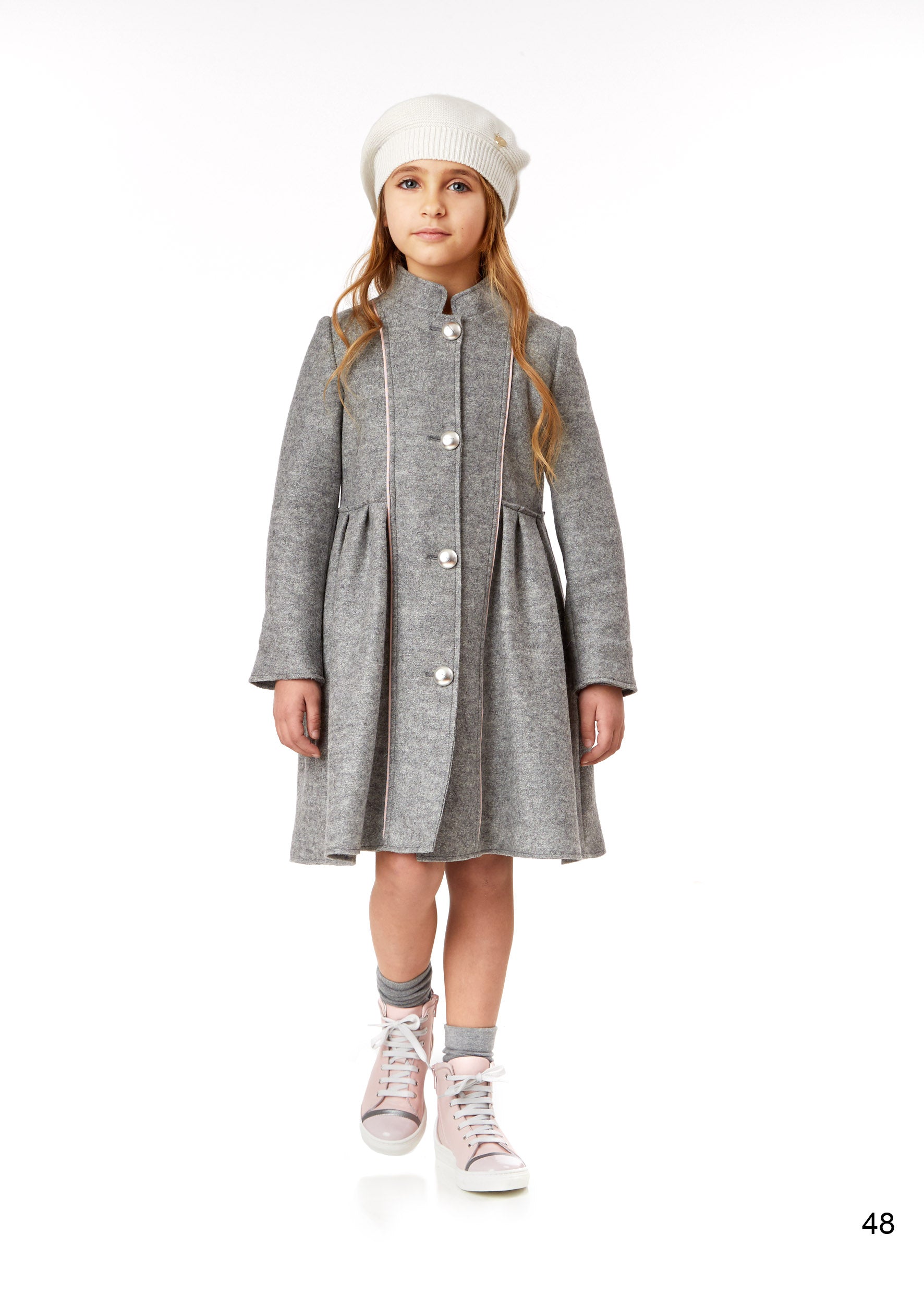 Girls Grigio & Rosa Wool  Coat