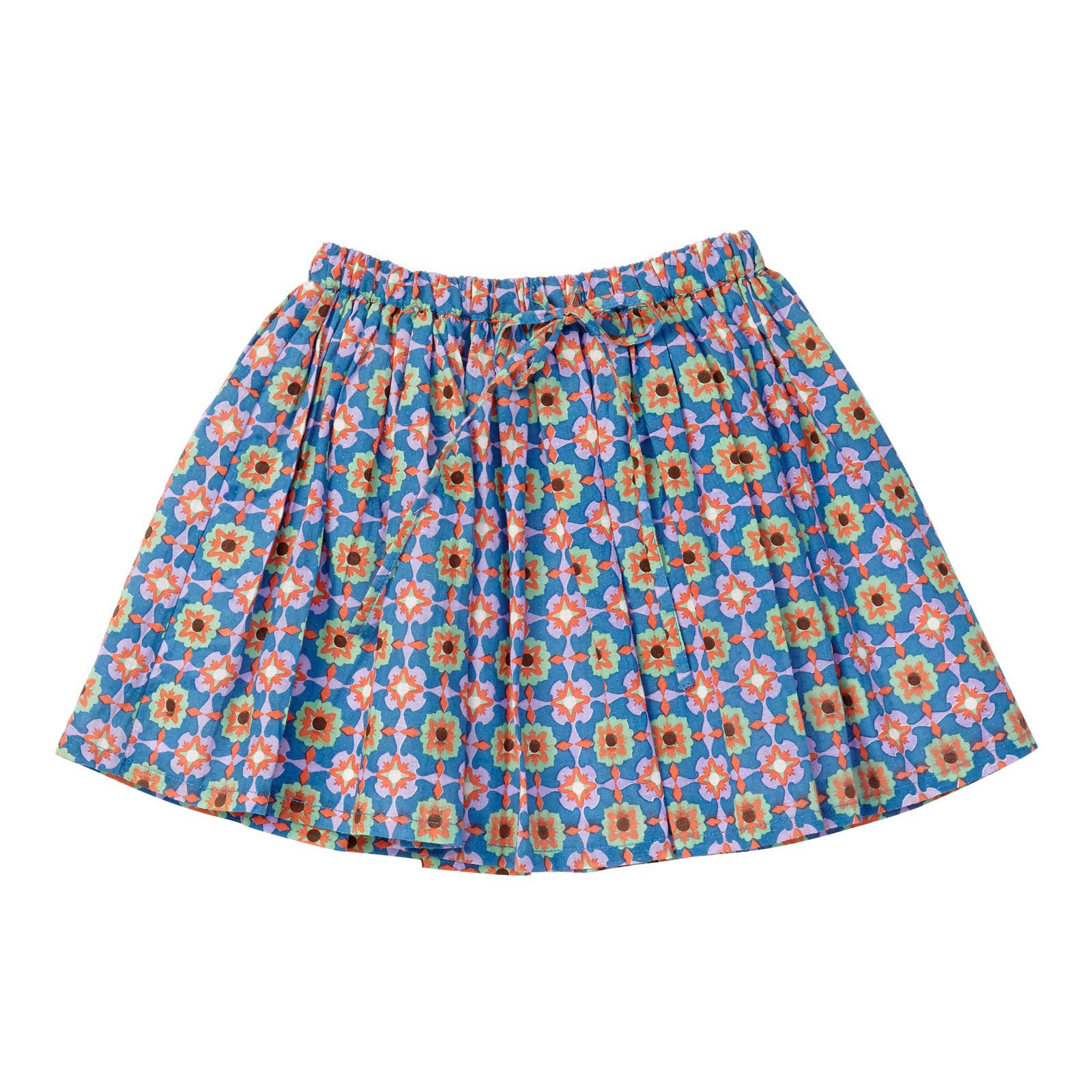 Girls Blue Orchid Block Printed Woven Skirt - CÉMAROSE | Children's Fashion Store
