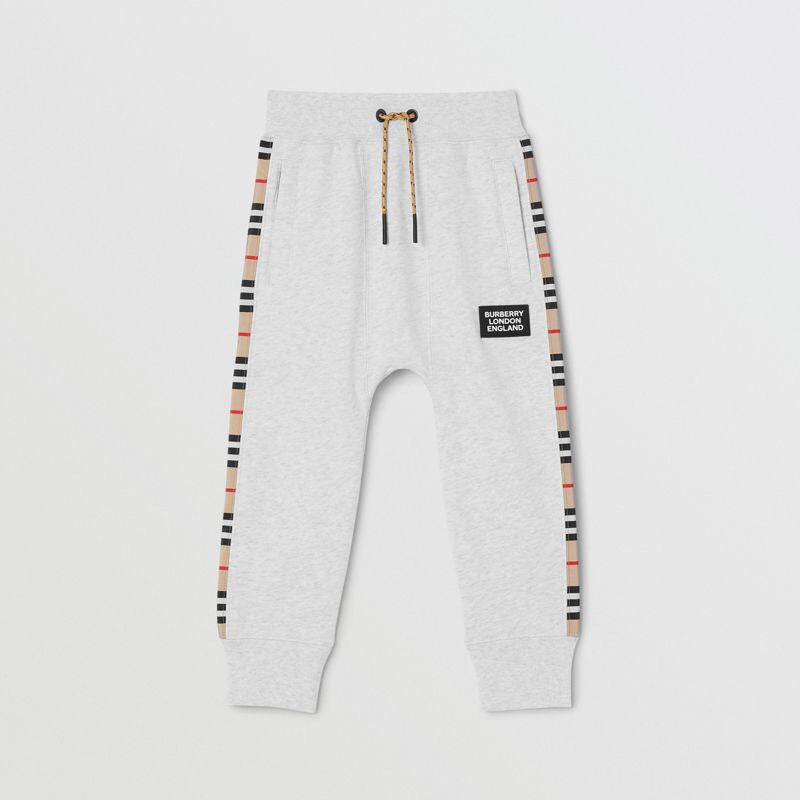 Girls White Melange Cotton Trousers