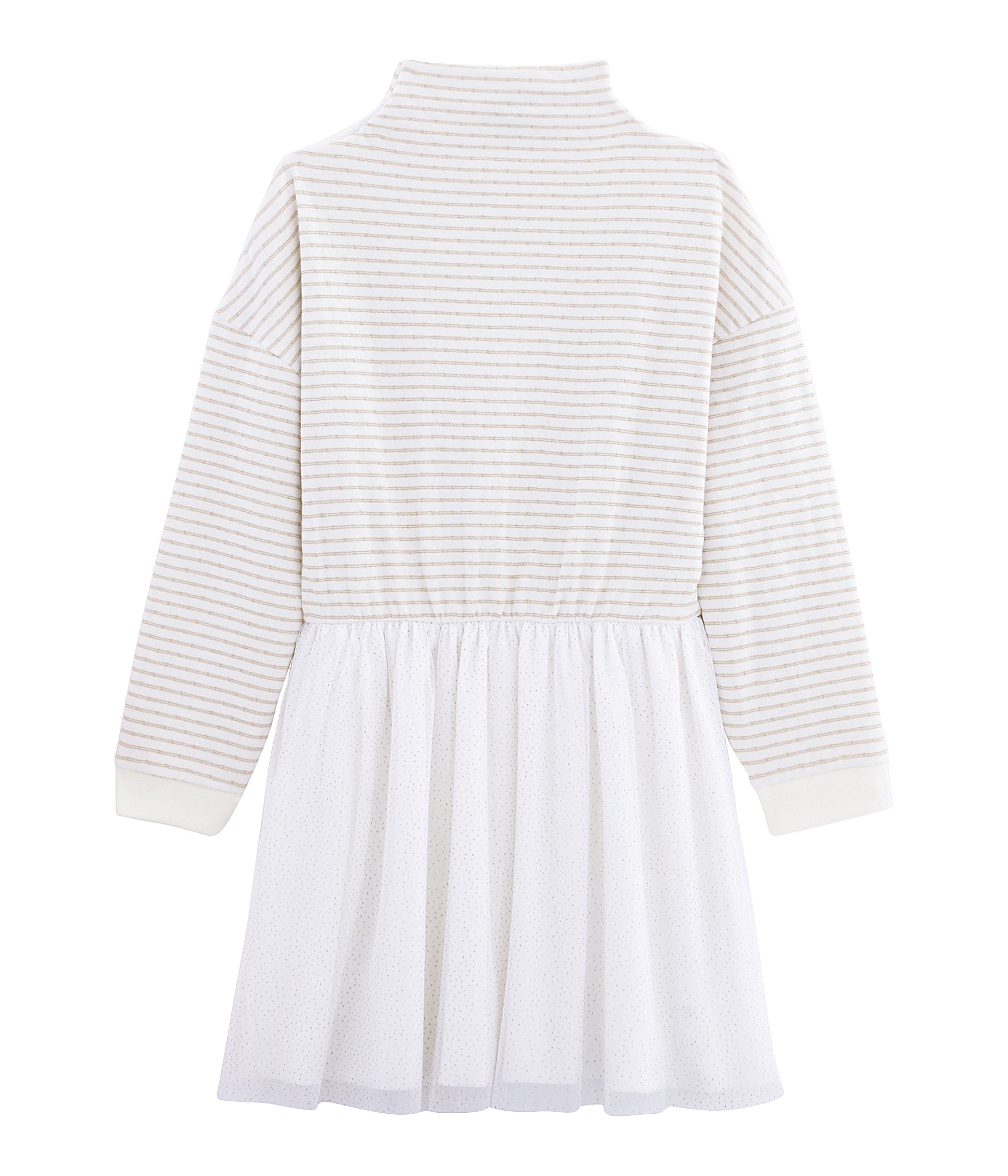 Girls White Striped Cotton Dress