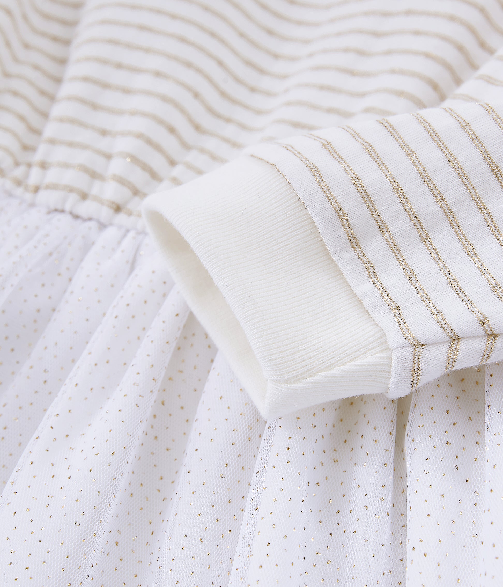 Girls White Striped Cotton Dress