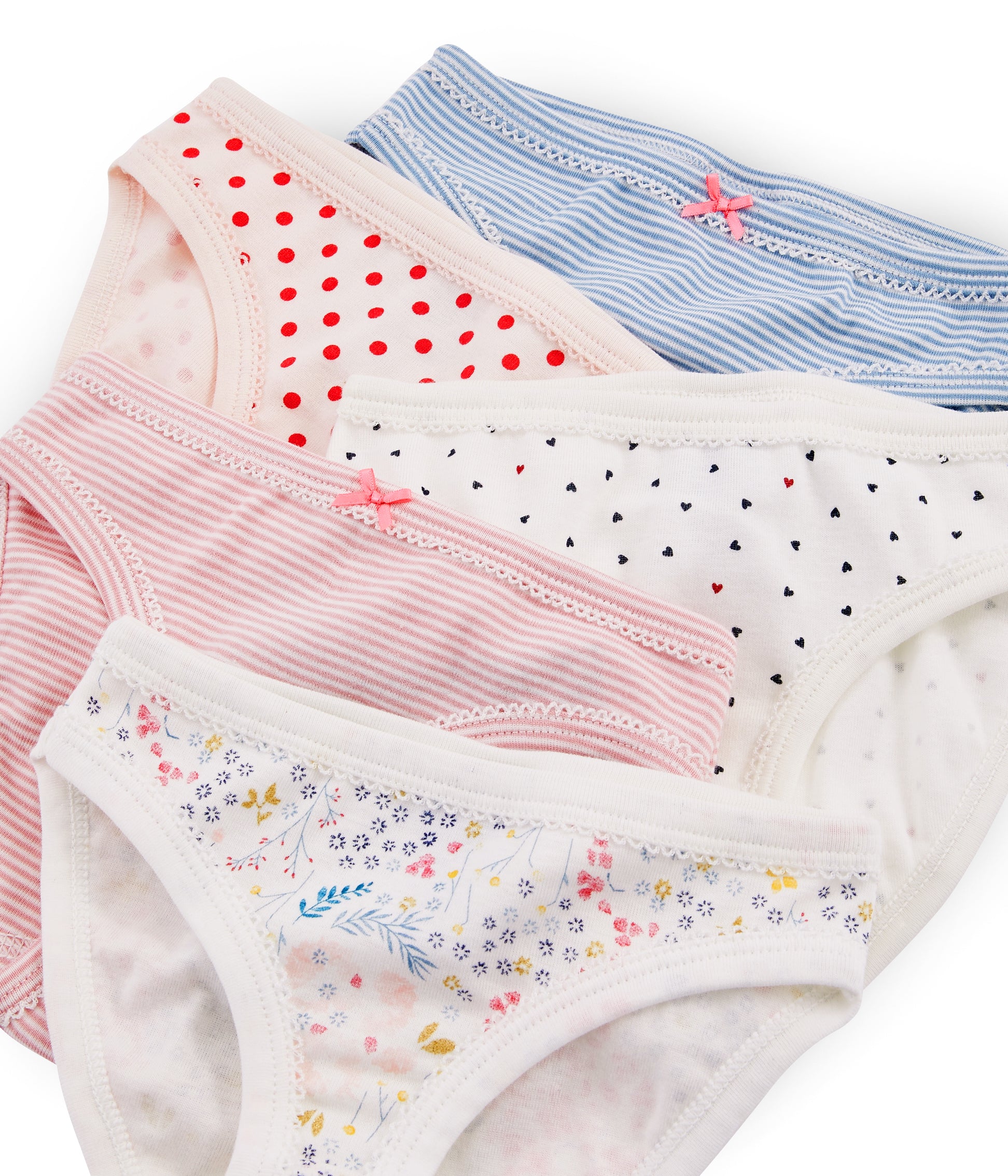 Girls Multicolor Cotton Briefs Set (5 pieces)