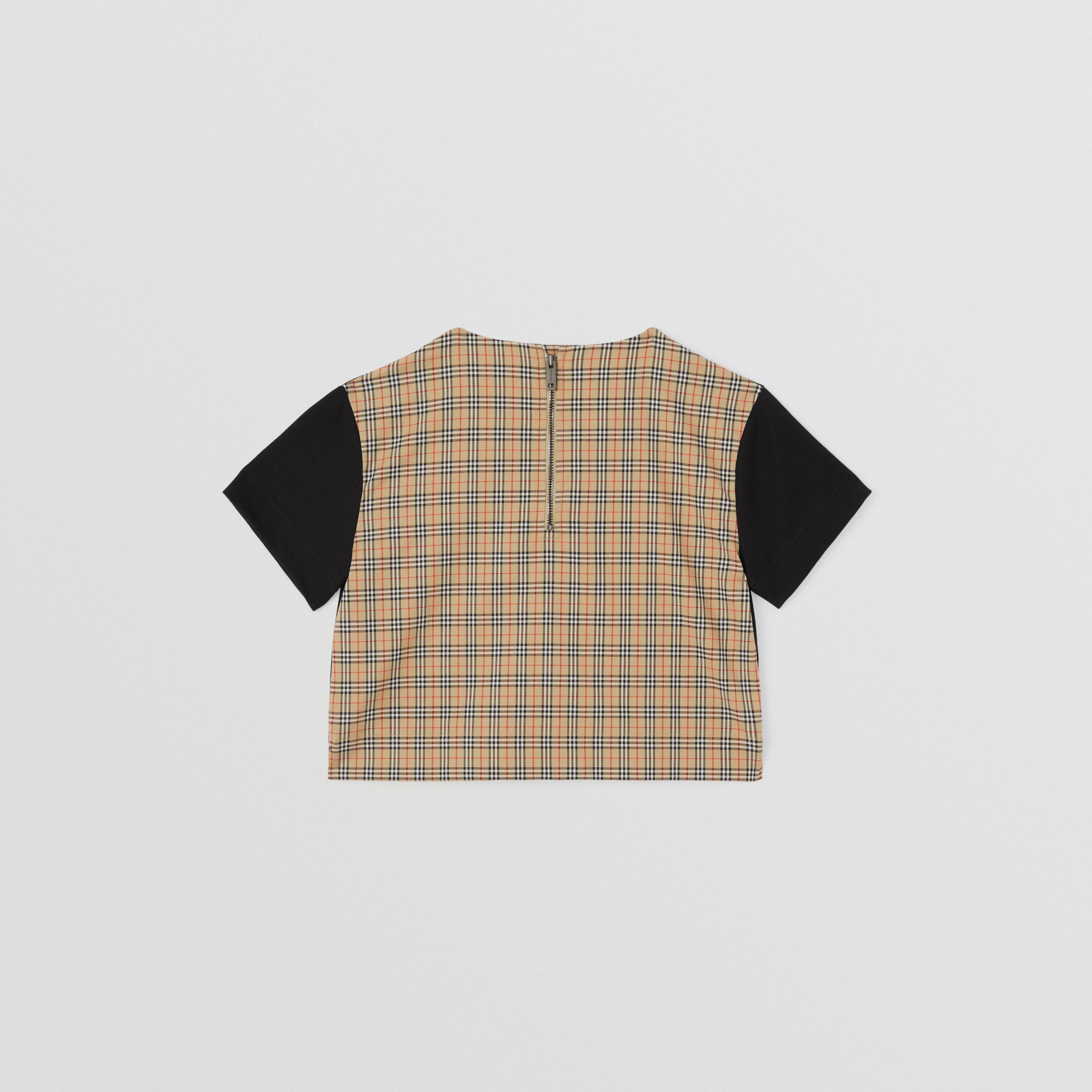 Girls Black Check Cotton T-Shirt