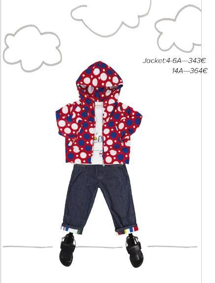 Girls Red Cotton Hooded Jacket With Multicolor Spot Print - CÉMAROSE | Children's Fashion Store - 2