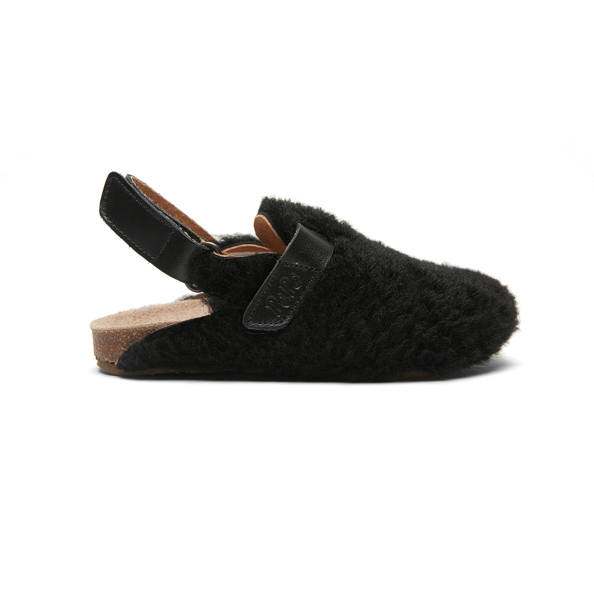 Boys & Girls Black Slippers With Ankle Strap