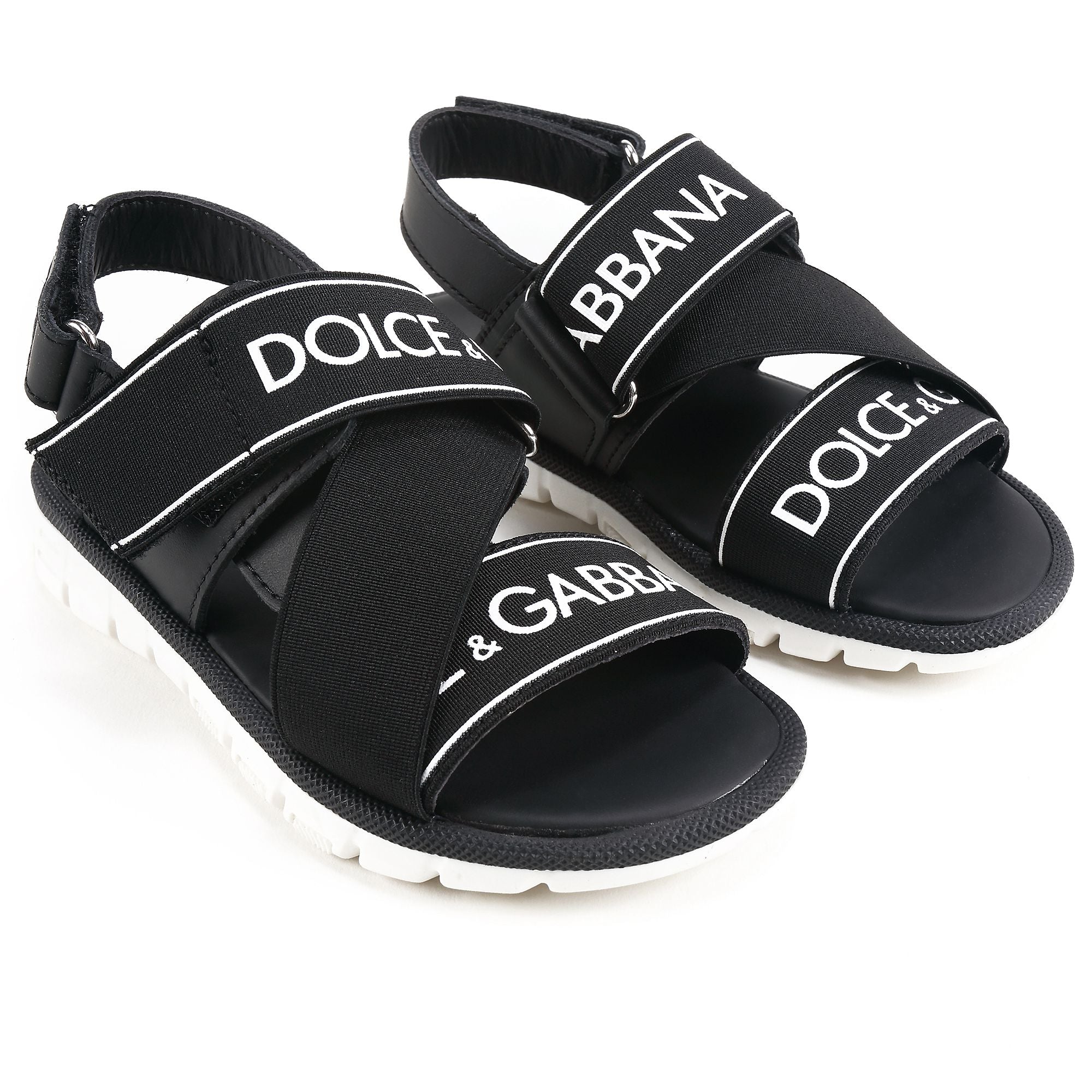 Girls & Boys Black Logo Sandals