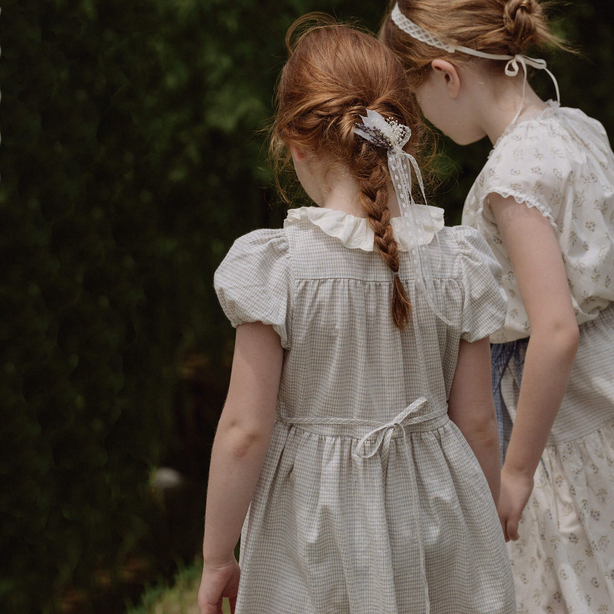 Girls Blue Check Cotton Dress