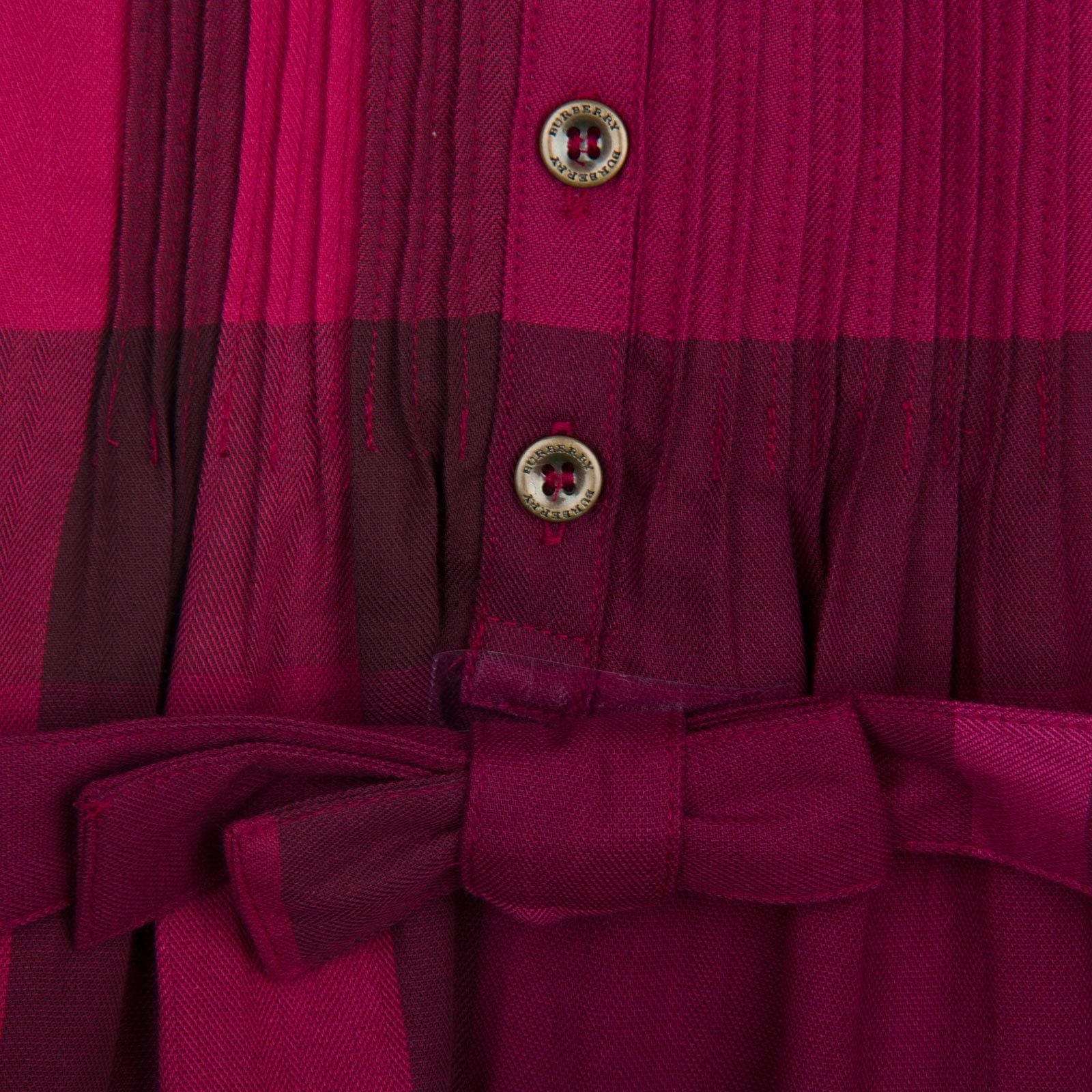 Girls Dark Pink Cotton Check Dress With Bow Belt - CÉMAROSE | Children's Fashion Store - 4