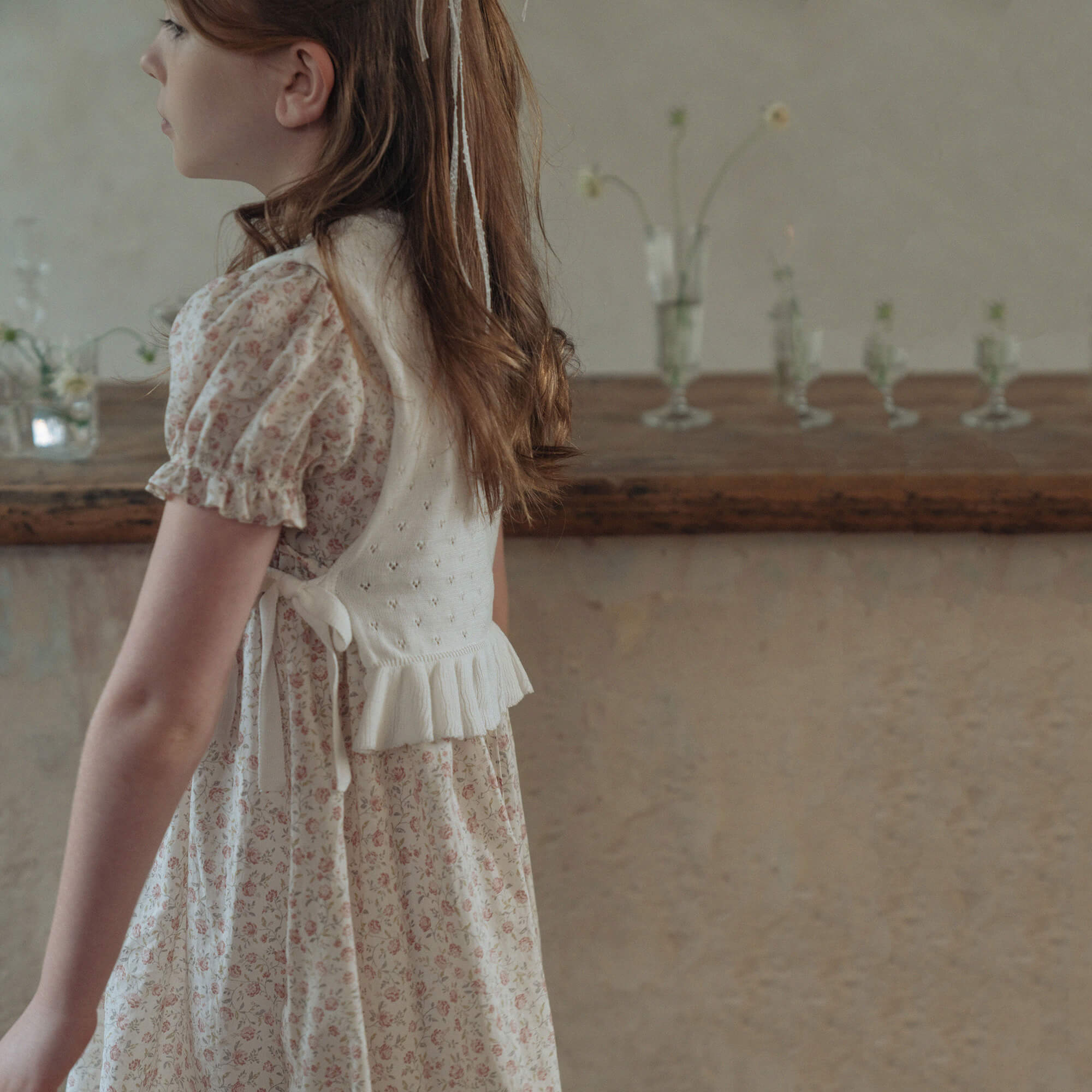 Girls Pink Floral Cotton Dress