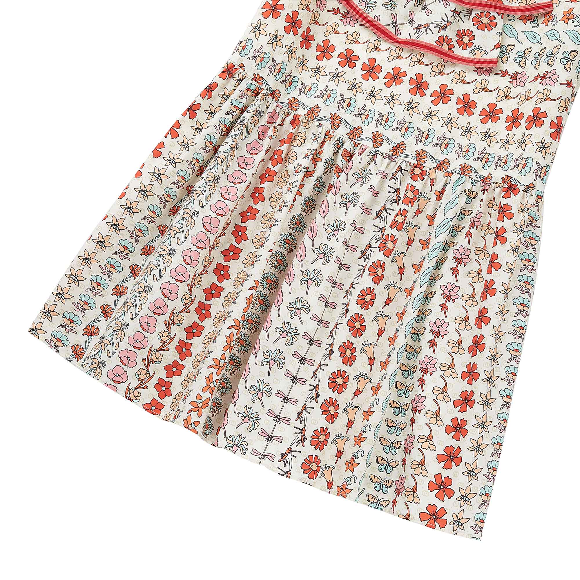Girls Pink & Red Floral Cotton Dress