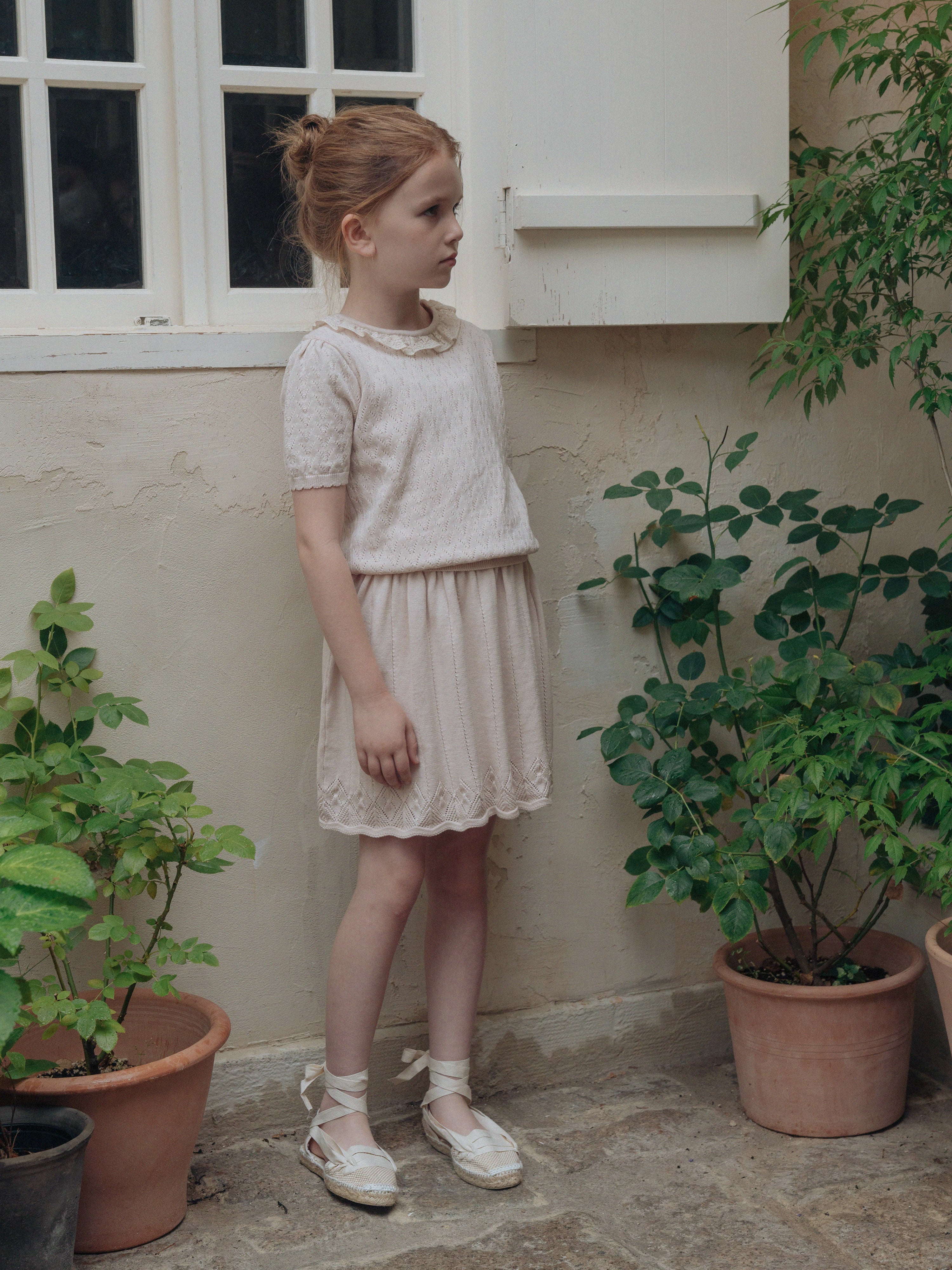 Girls Beige Pink Sweater