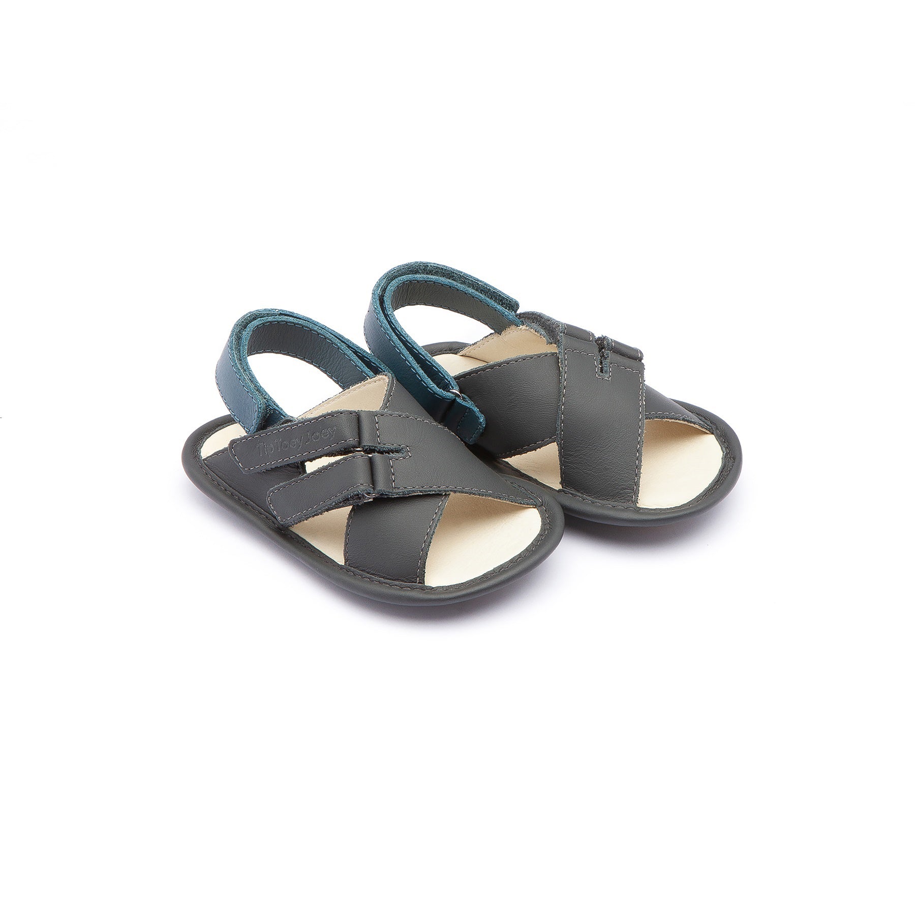 Baby Boys Dark Gray Leather Sandals