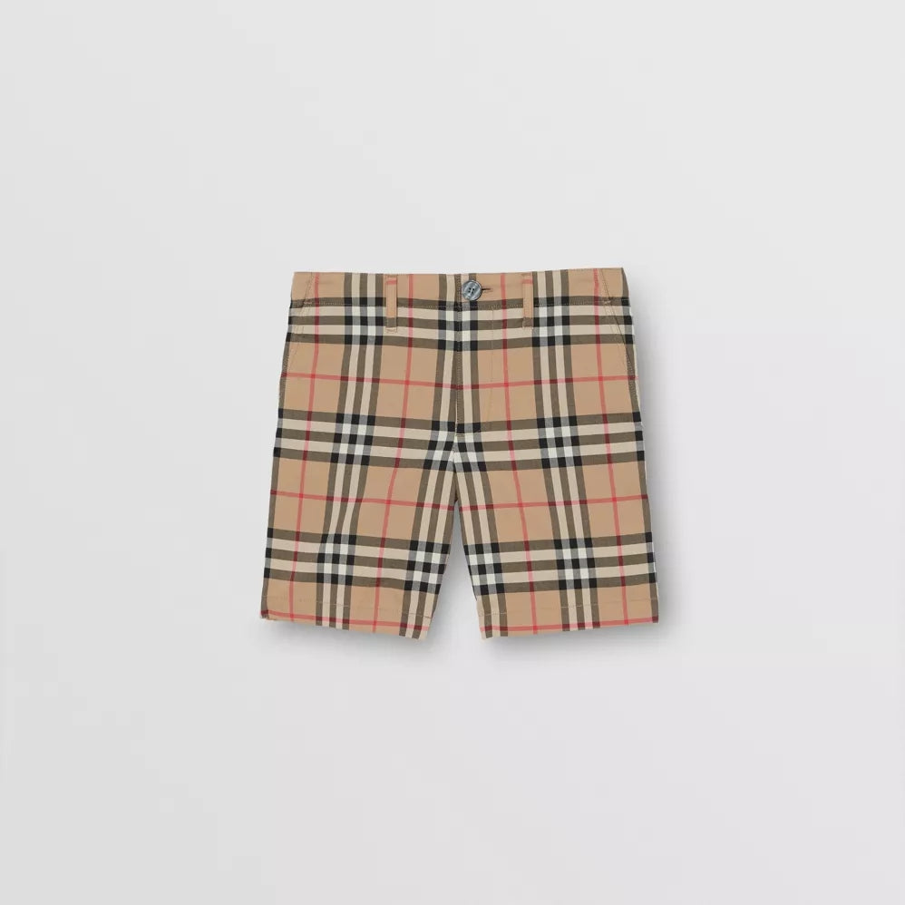 Boys Beige Stripe Cotton Shorts